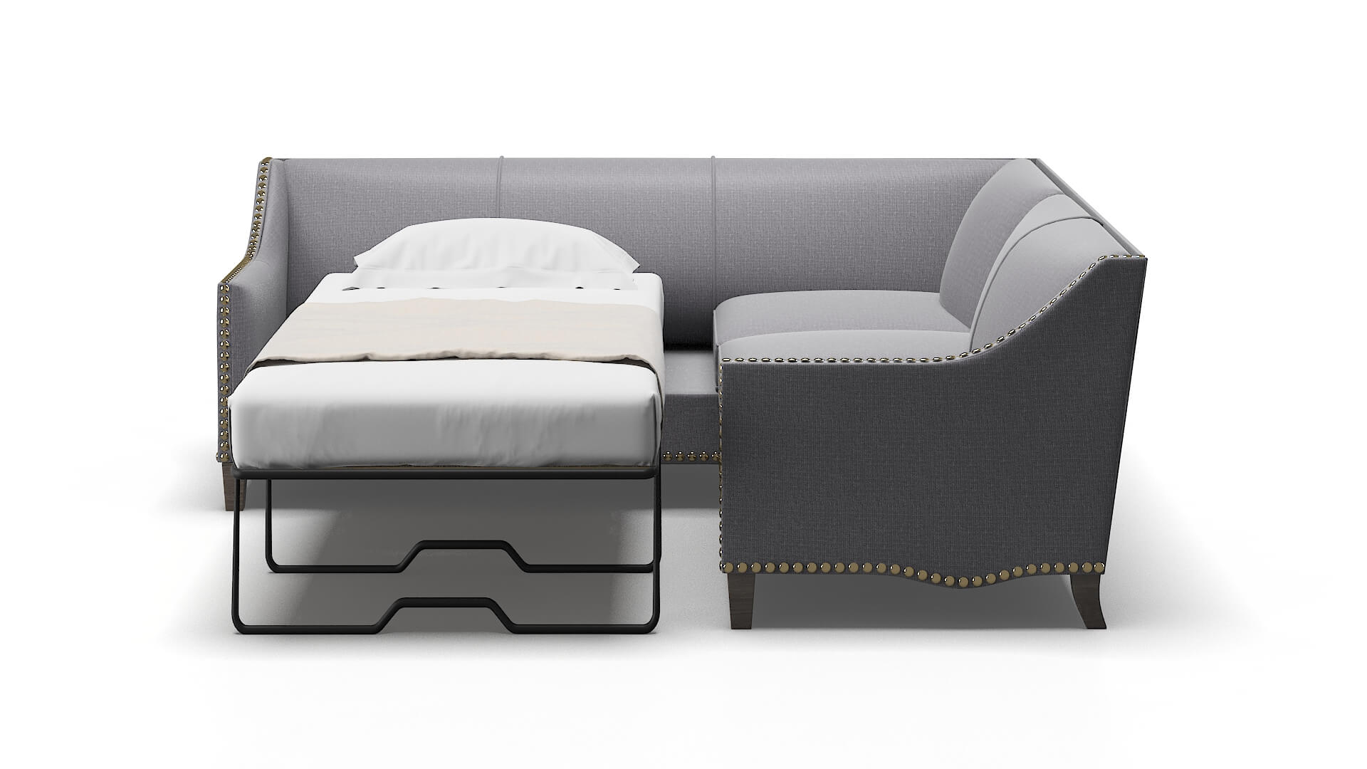 Amsterdam Parker Ash Sectional Sleeper Espresso legs 1