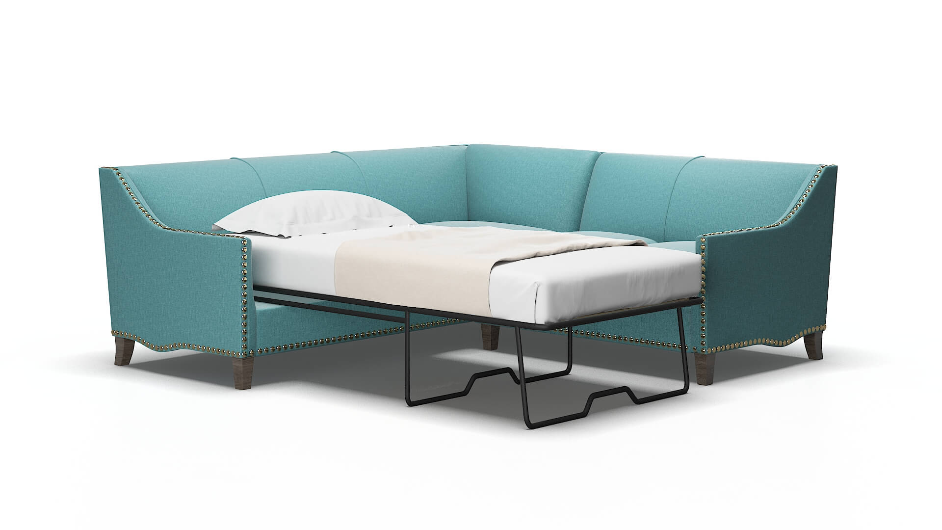 Amsterdam Parker turquoise Sectional sleeper Espresso Legs  2