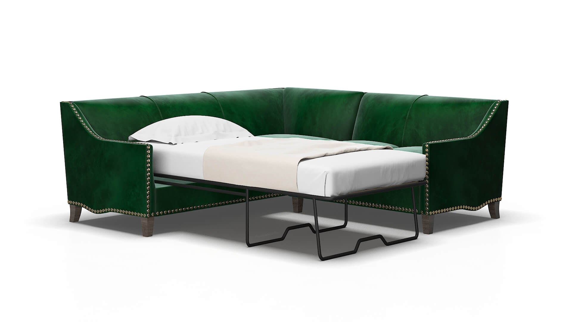 Amsterdam Royale evergreen Sectional sleeper Espresso Legs  2