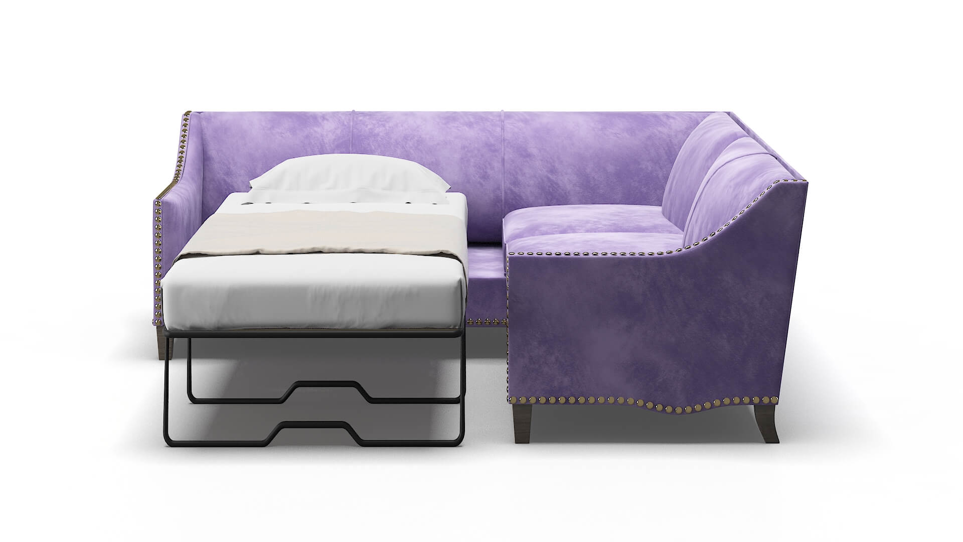 Amsterdam Royale Lavender Sectional Sleeper Espresso legs 1