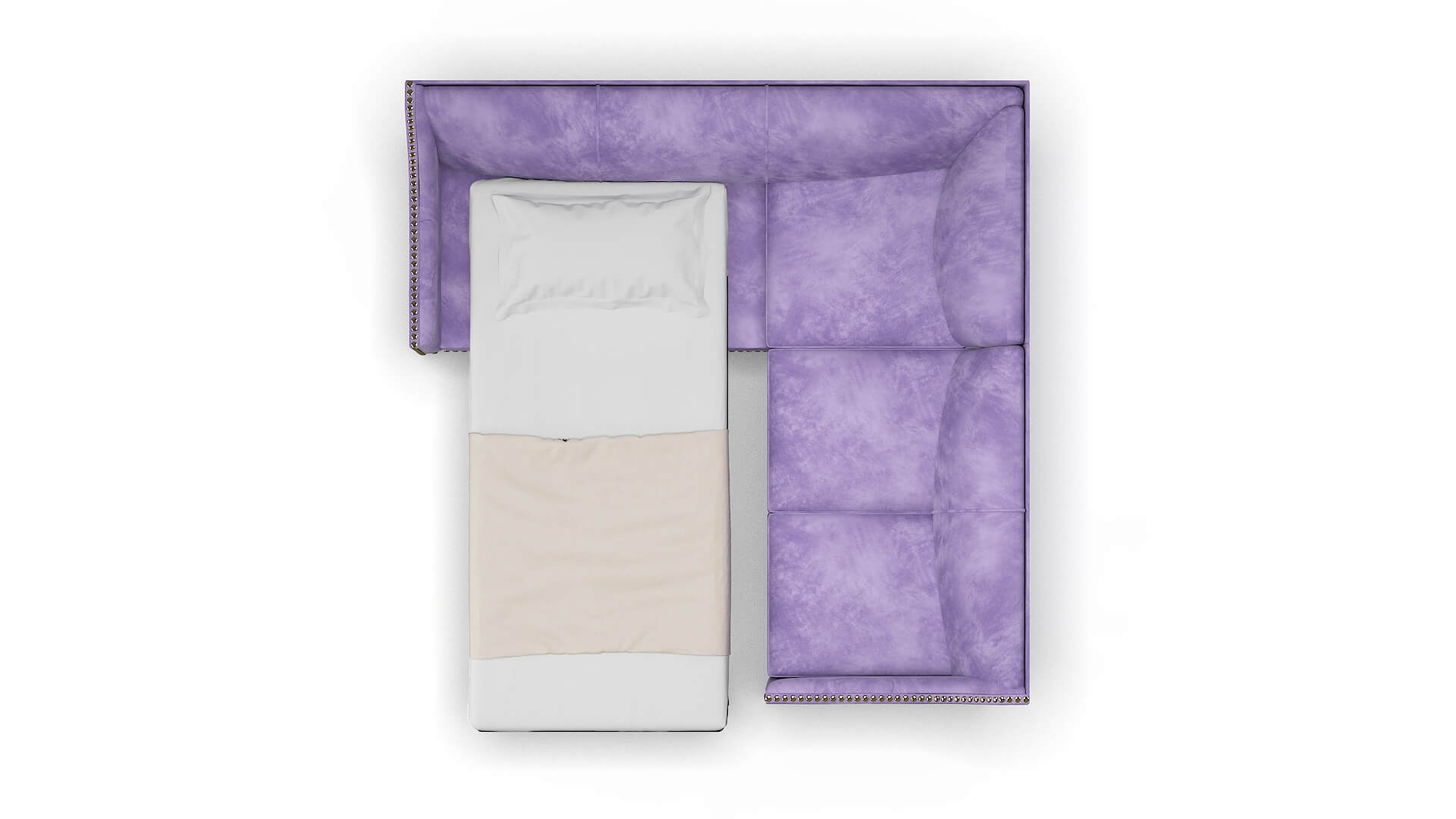 Amsterdam Royale Lavender Sectional Sleeper Espresso legs 3