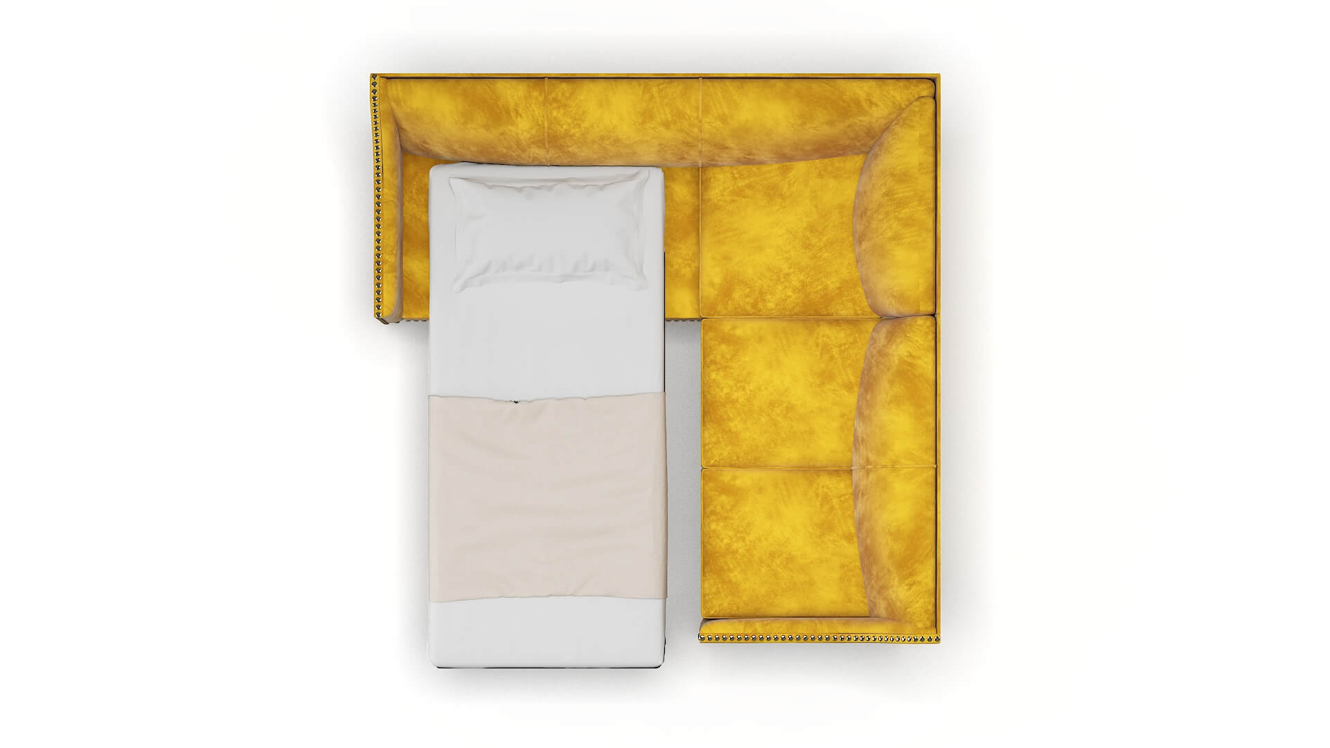 Amsterdam Royale Marigold Sectional Sleeper Espresso legs 3