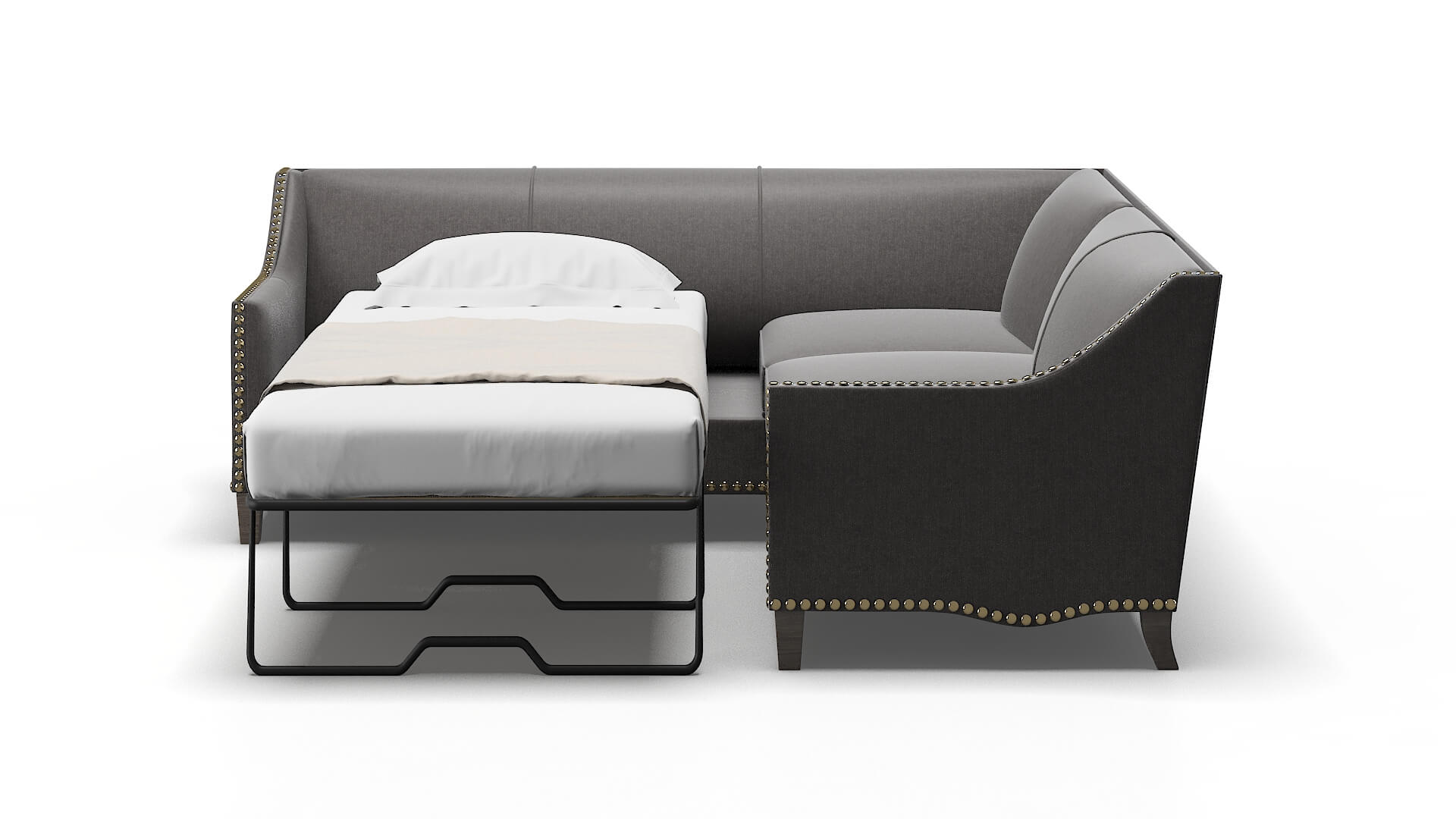 Amsterdam Sasha Grey Sectional Sleeper Espresso legs 1