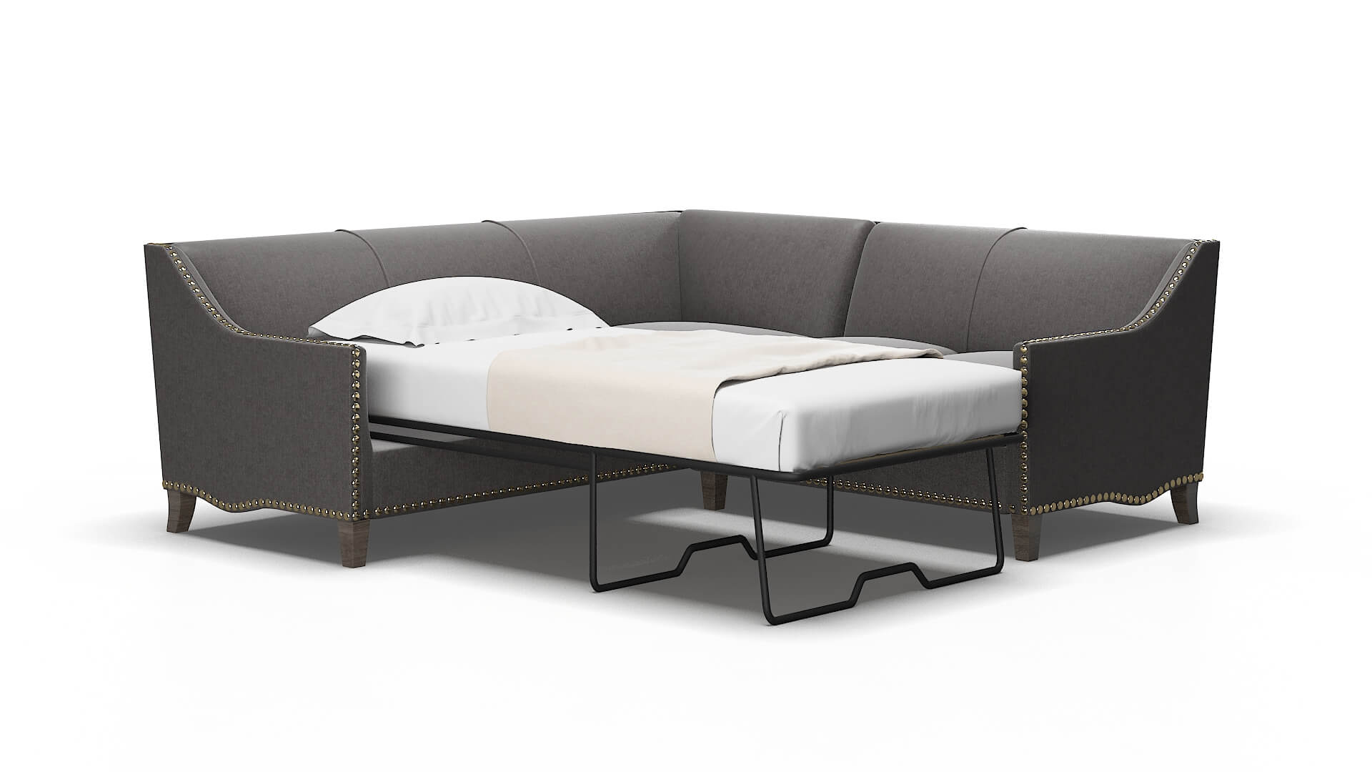 Amsterdam Sasha grey Sectional sleeper Espresso Legs  2