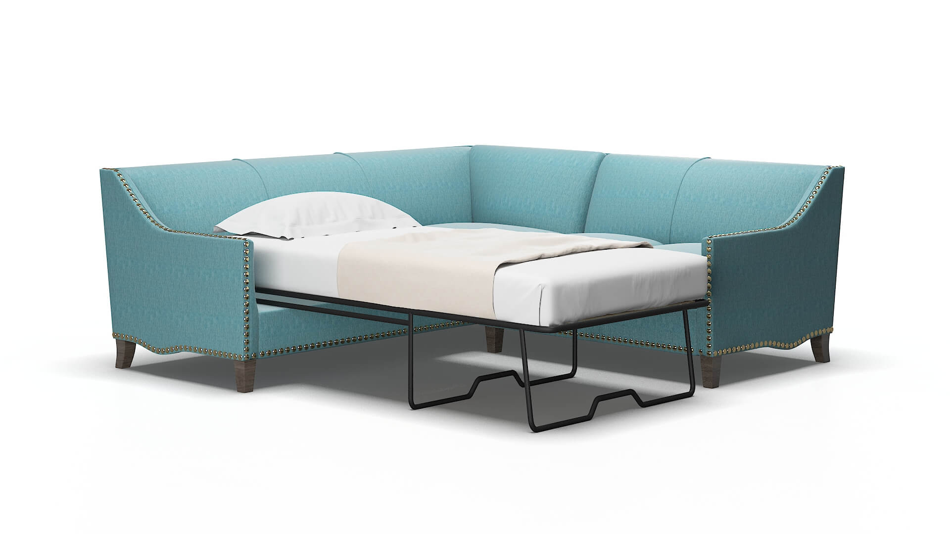 Amsterdam Sorrento Denim Sectional Sleeper Espresso legs 2