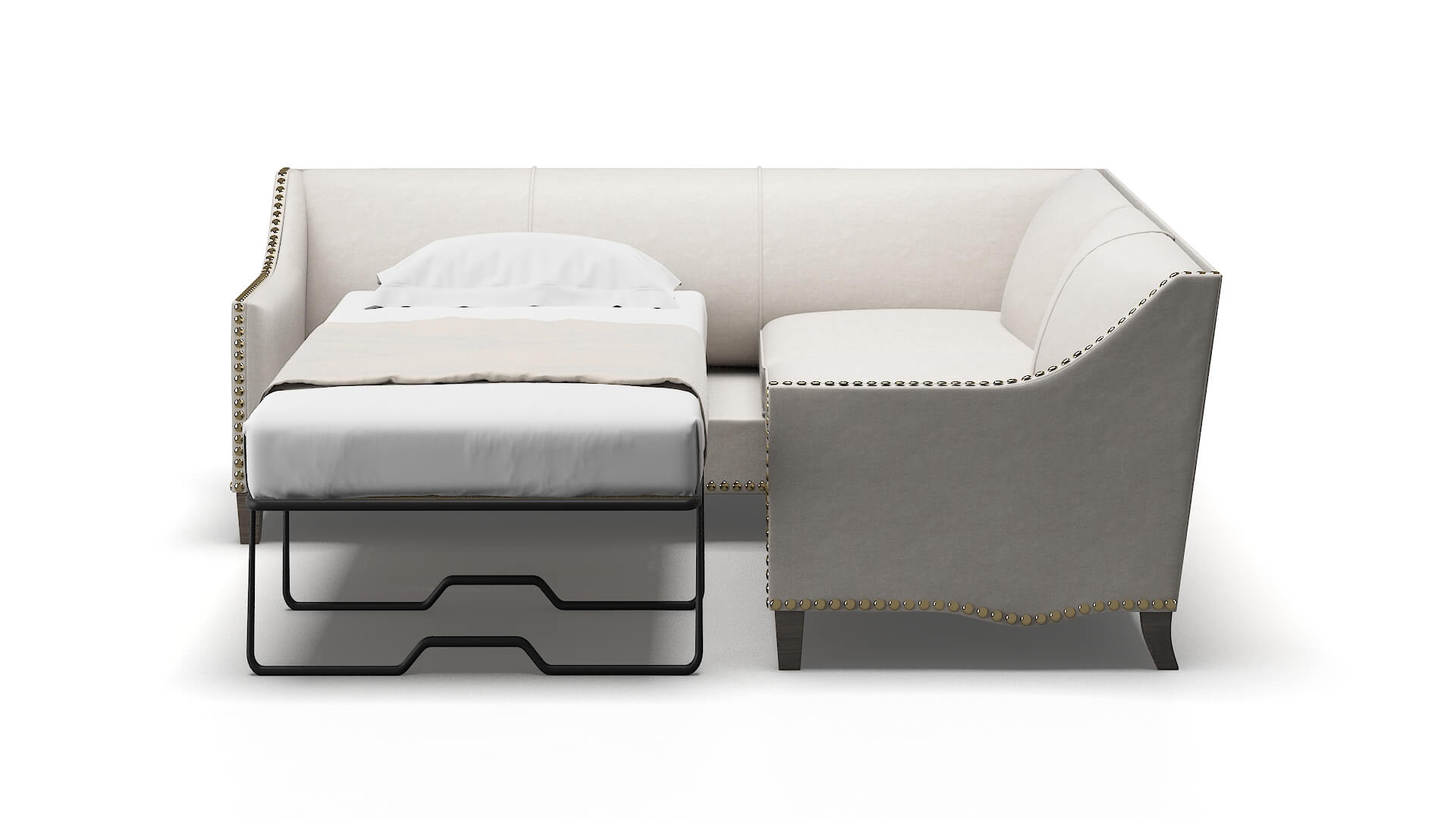 Amsterdam Suave Dove Sectional Sleeper Espresso legs 1