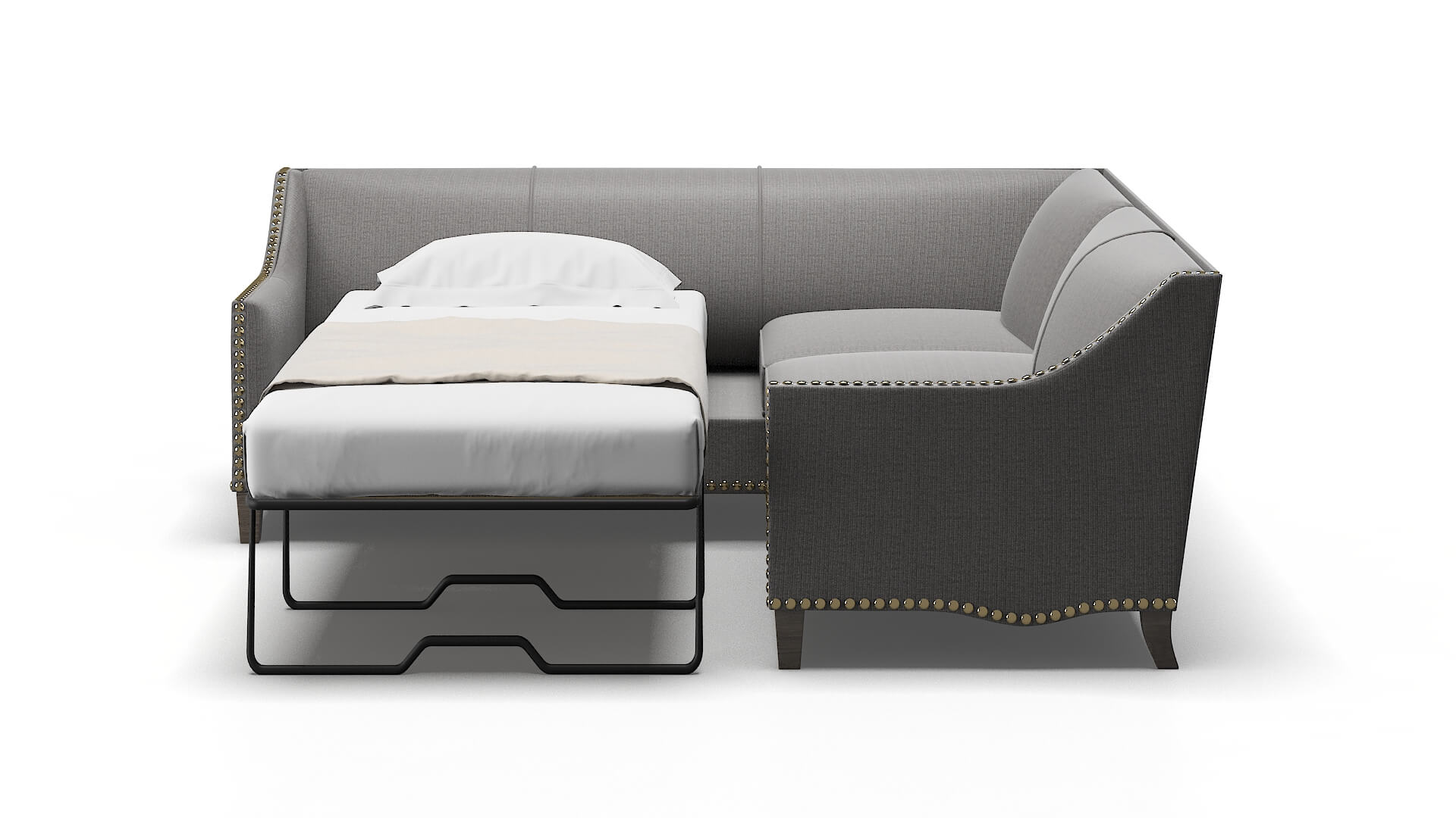 Amsterdam Terrain Oatmeal Sectional Sleeper Espresso legs 1