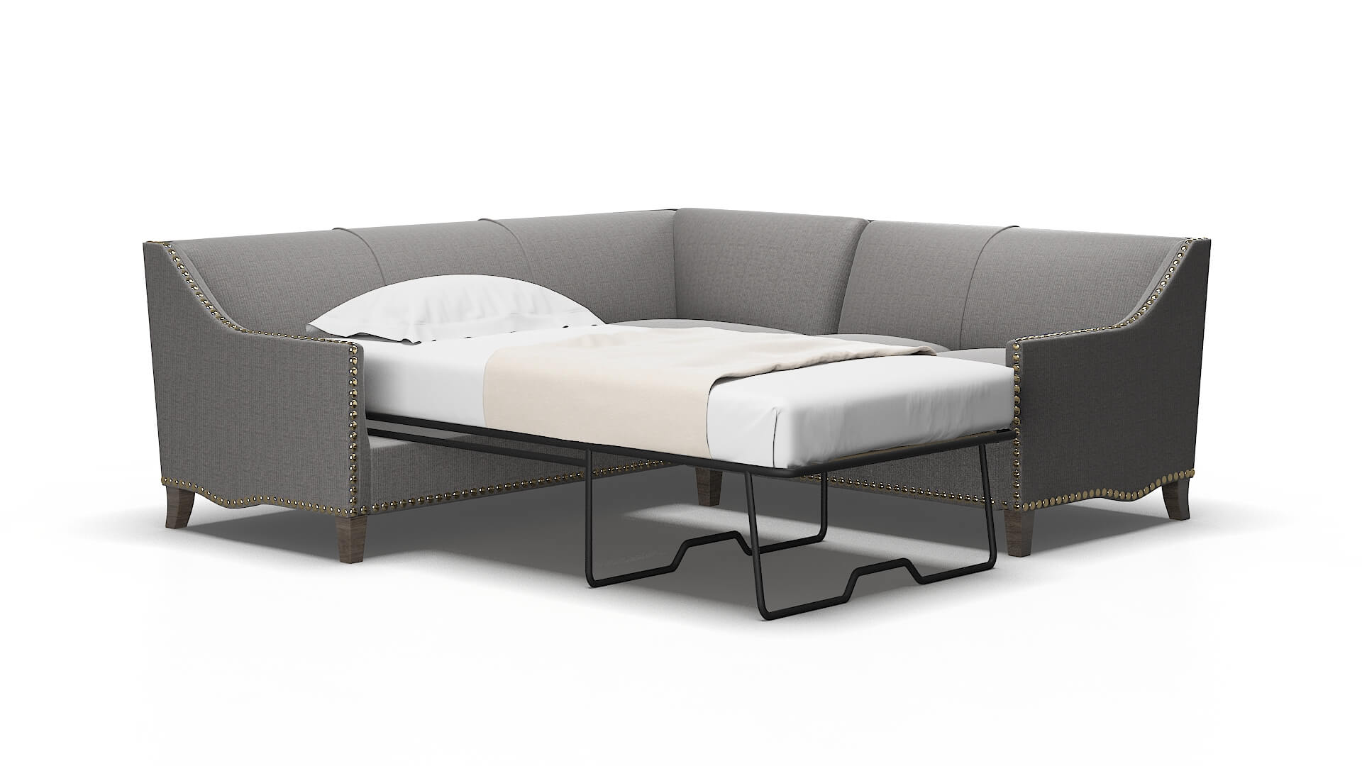 Amsterdam Terrain Oatmeal Sectional Sleeper Espresso legs 2
