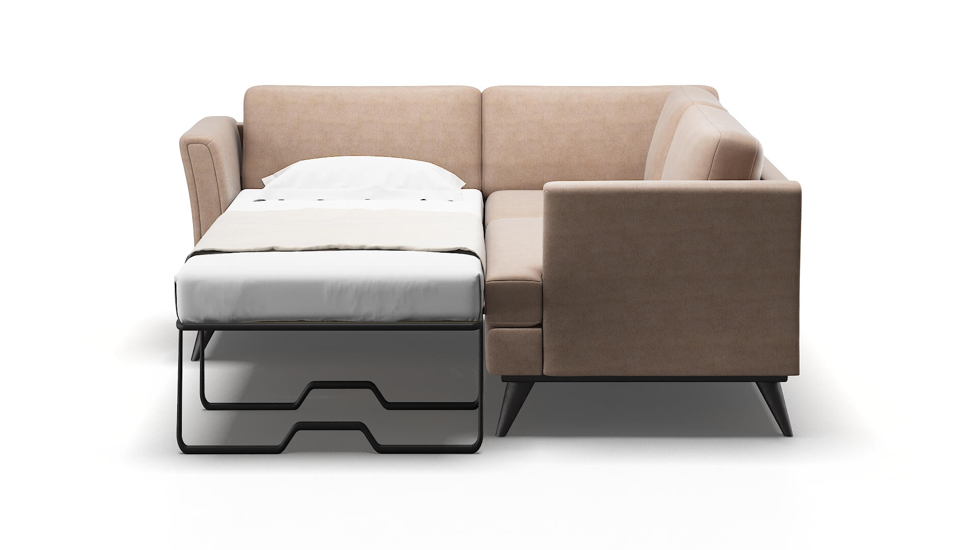 Antalya Bella Pewter Sectional Sleeper Espresso legs 1