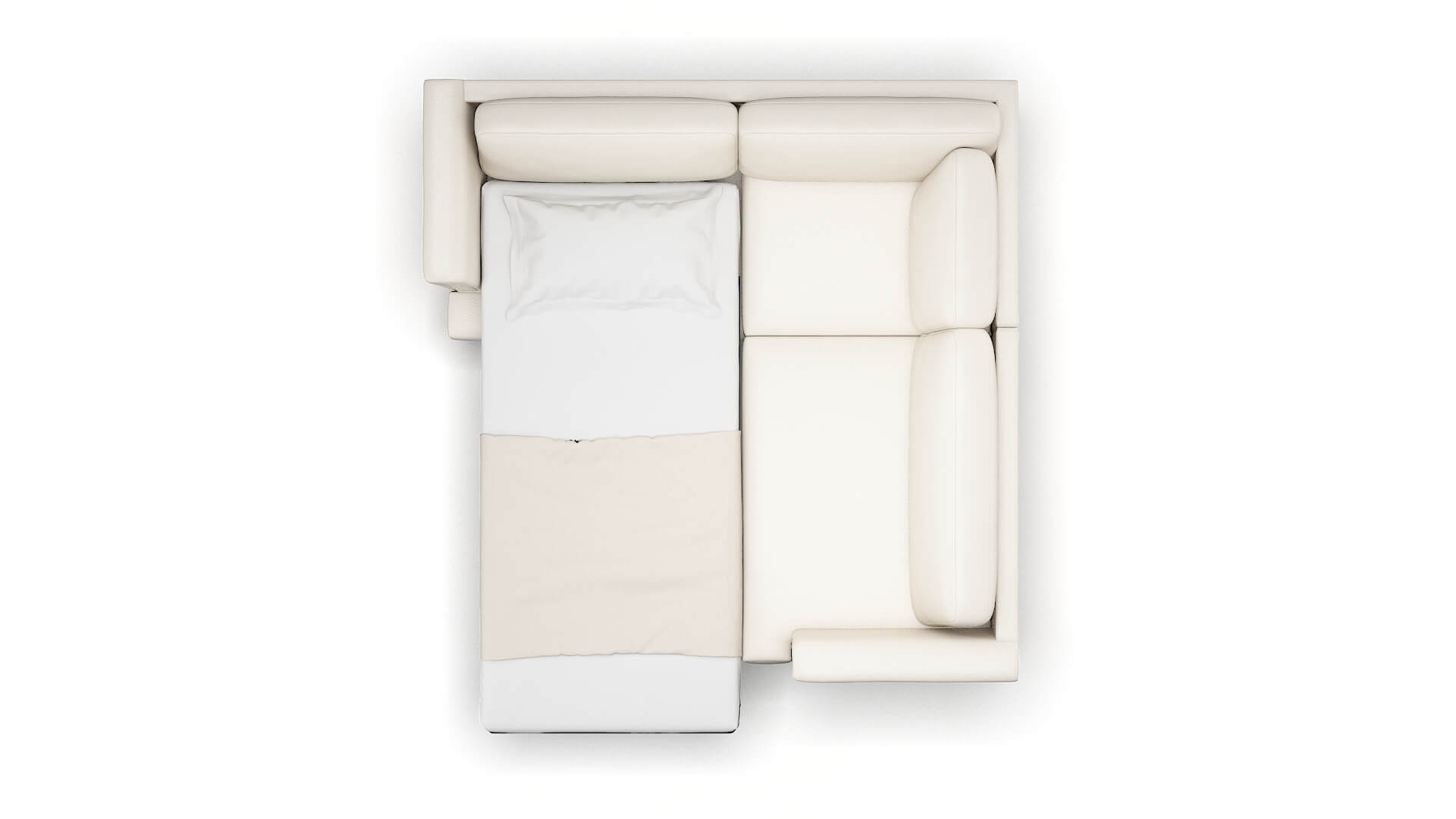 Antalya Blanche Milky Sectional Sleeper Espresso legs 3