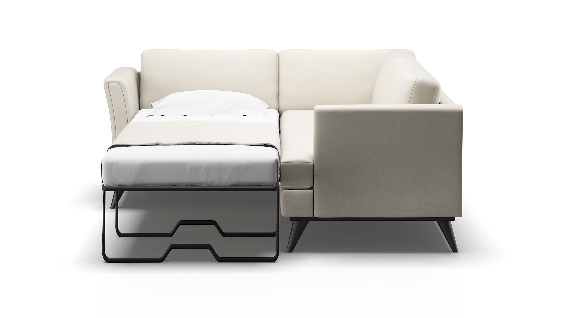 Antalya Bungalow Ivory Sectional Sleeper Espresso legs 1