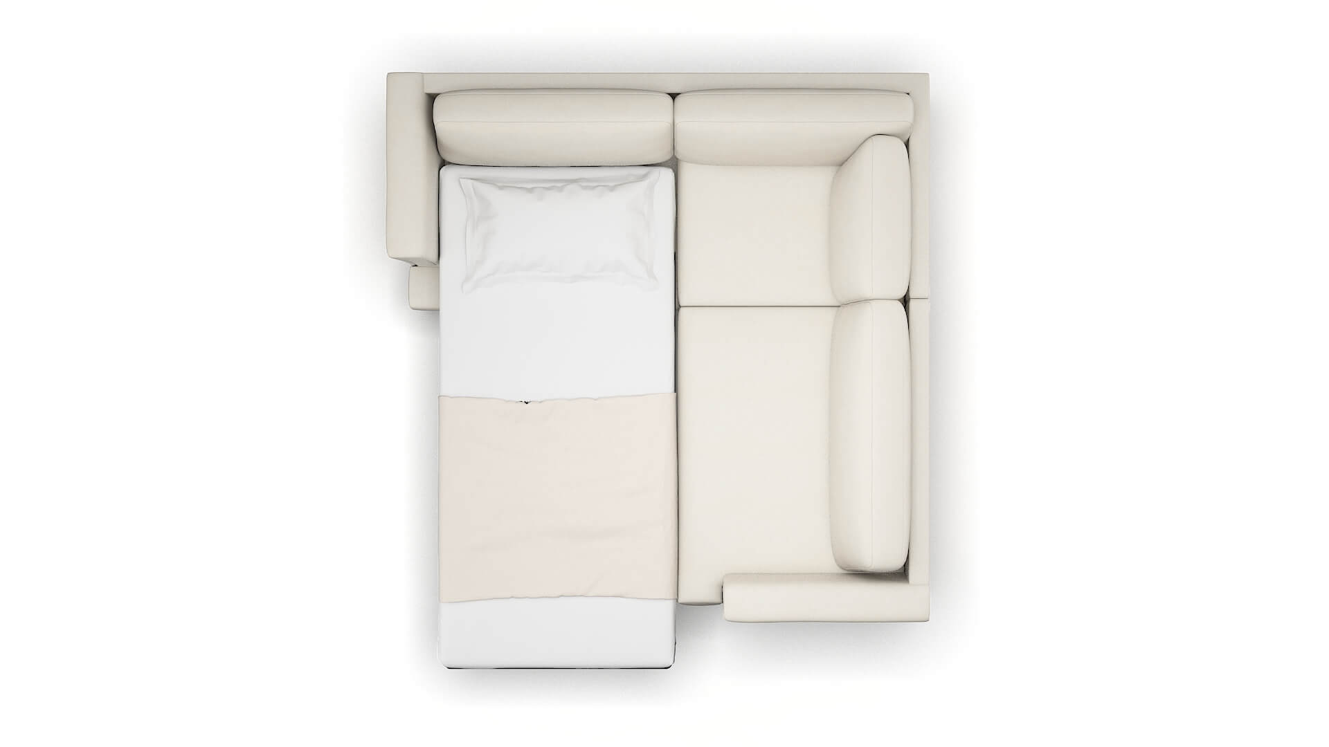 Antalya Bungalow Ivory Sectional Sleeper Espresso legs 3