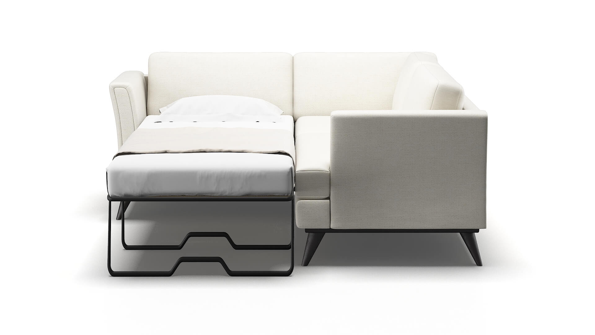 Antalya Catalina Ivory Sectional Sleeper Espresso legs 1