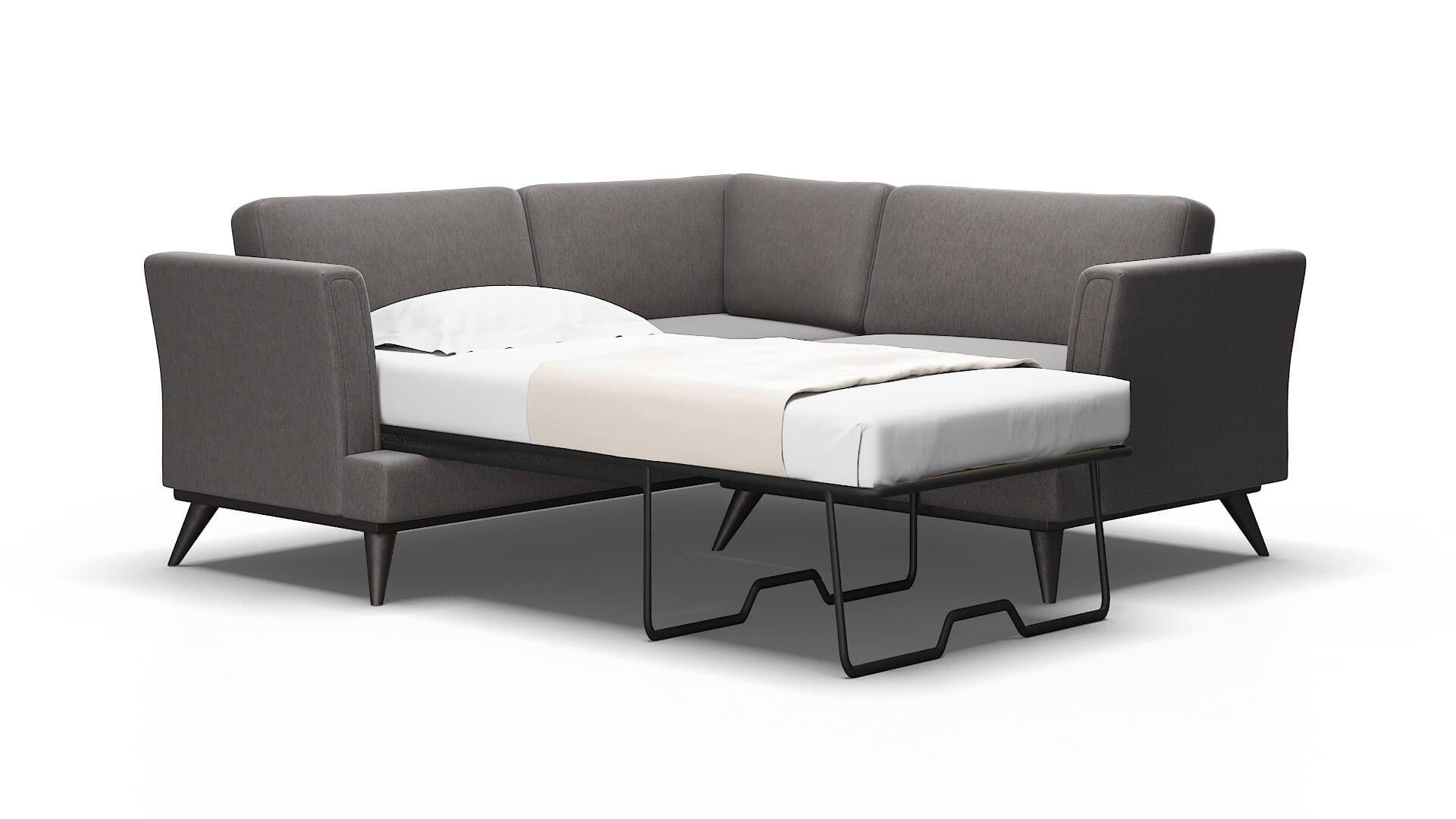 Antalya Cosmo Charcoal Sectional Sleeper Espresso legs 2