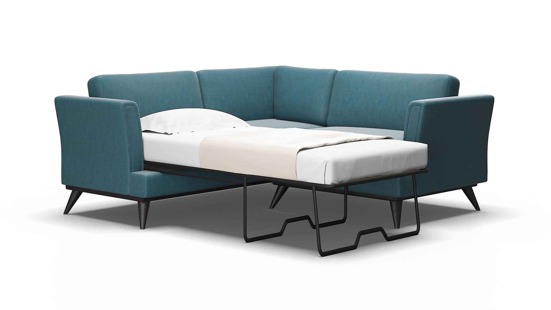 Antalya Cosmo Teal Sectional Sleeper espresso legs 2