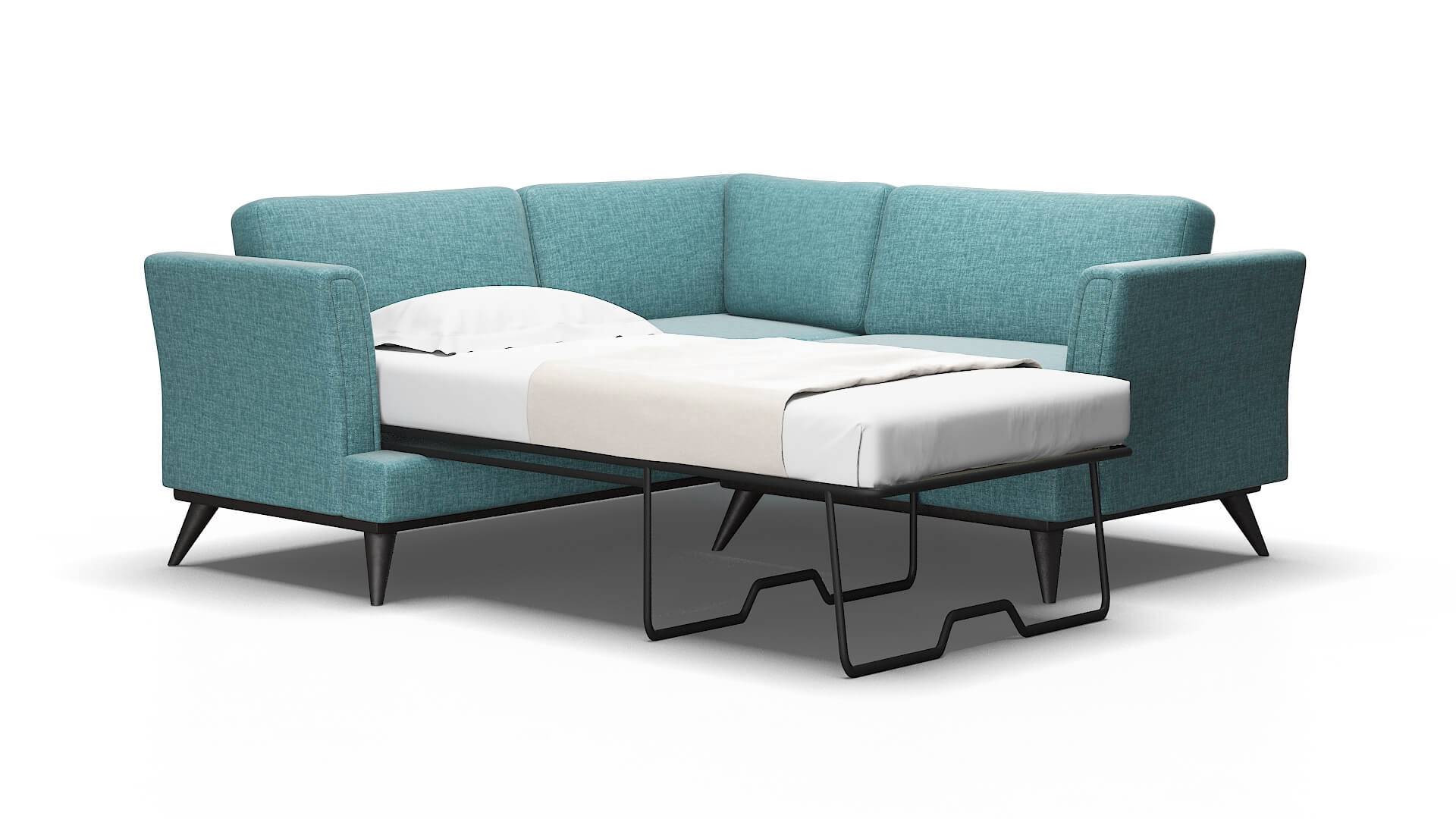 Antalya Elliot teal Sectional sleeper Espresso Legs  2