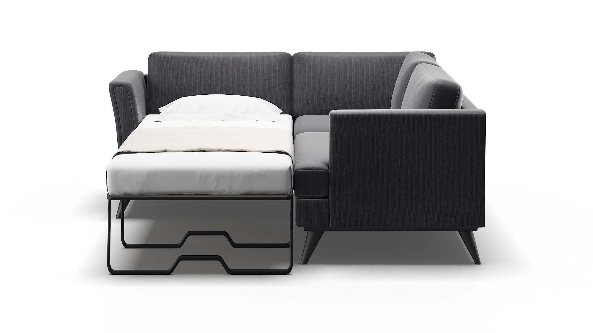 Antalya Parker Charcoal Sectional Sleeper Espresso legs 1