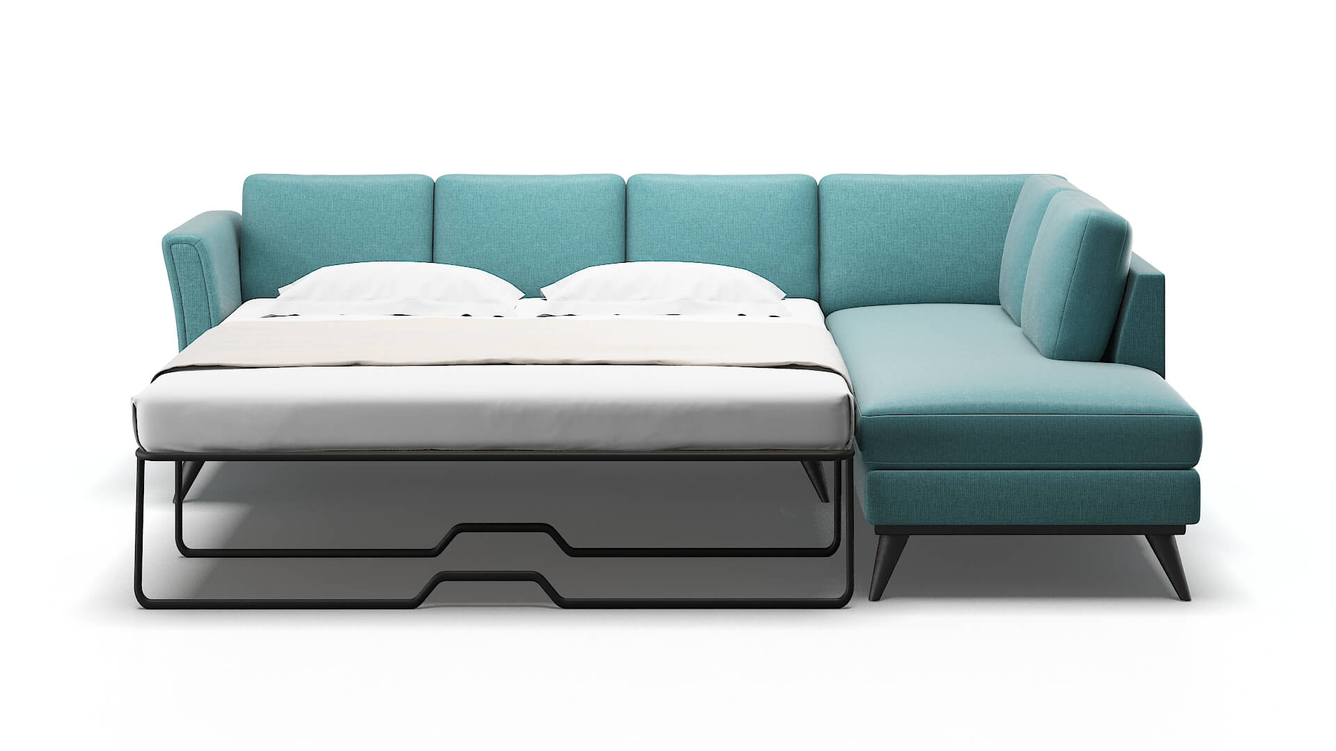 Antalya Parker Turquoise Panel Sleeper Espresso legs 1