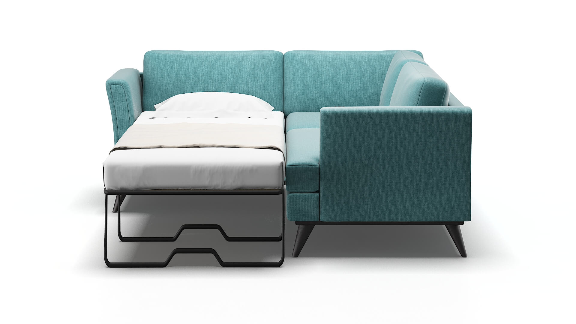 Antalya Parker Turquoise Sectional Sleeper Espresso legs 1