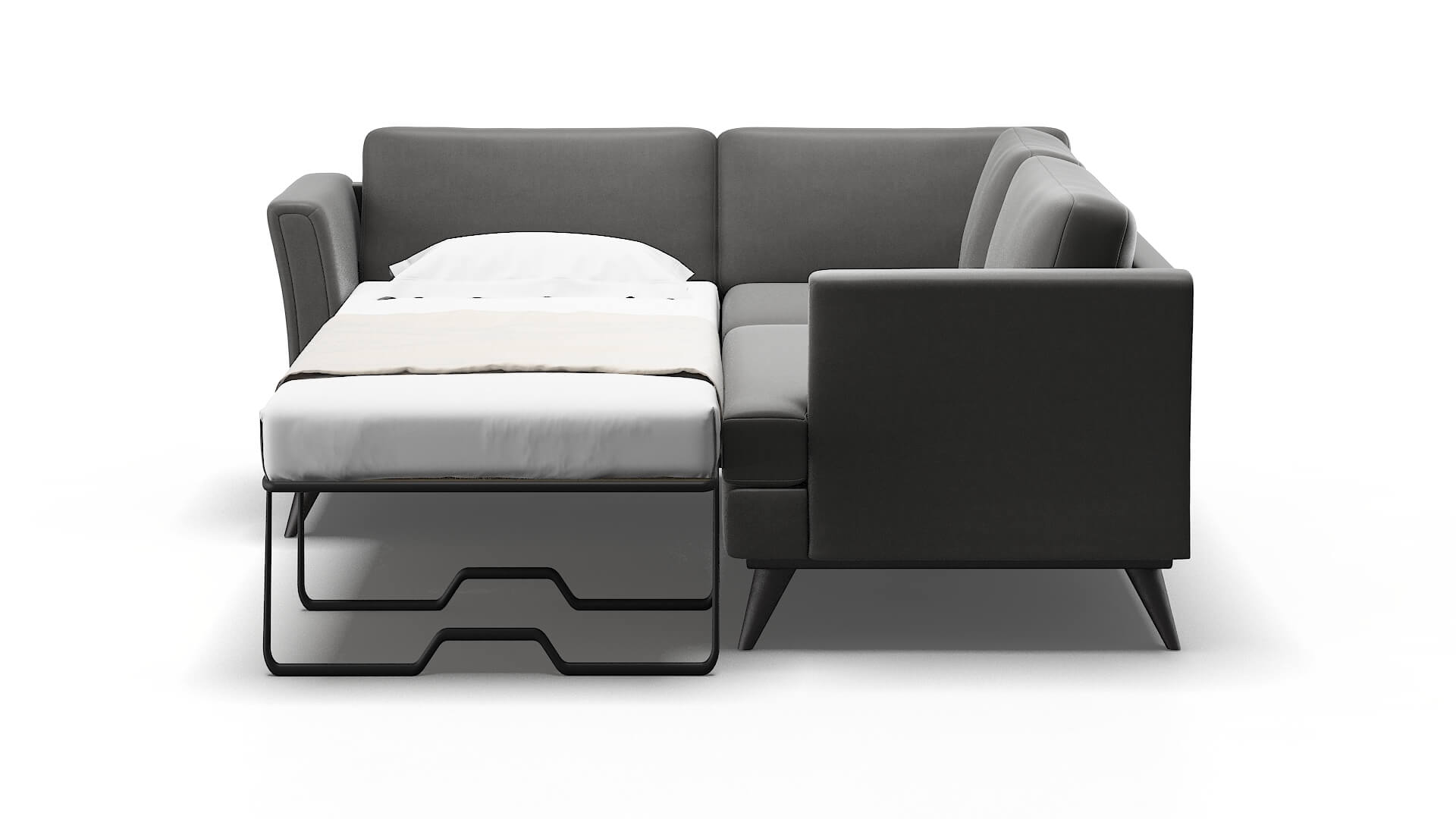 Antalya Rocket Charcoal Sectional Sleeper Espresso legs 1