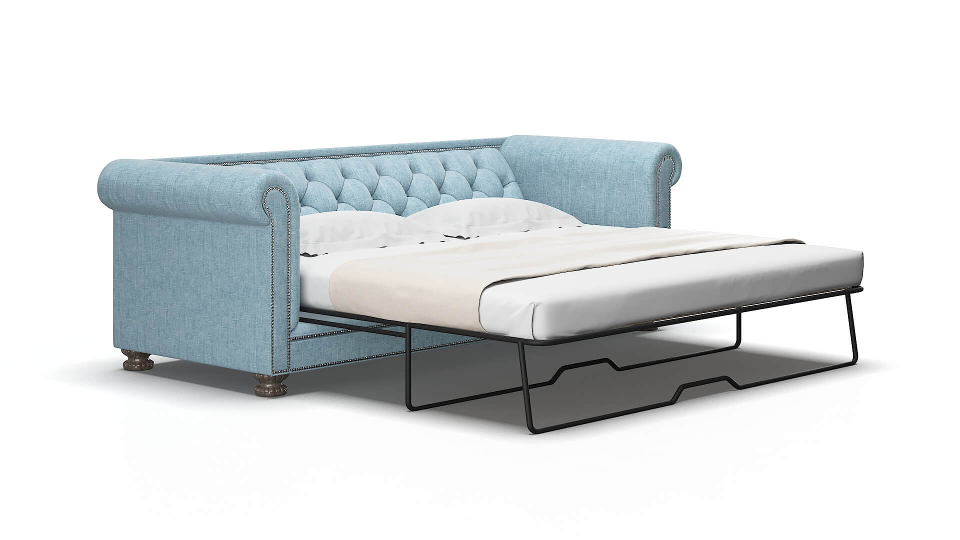 Athens Atlas Turquoise Sofa Sleeper Espresso legs 2