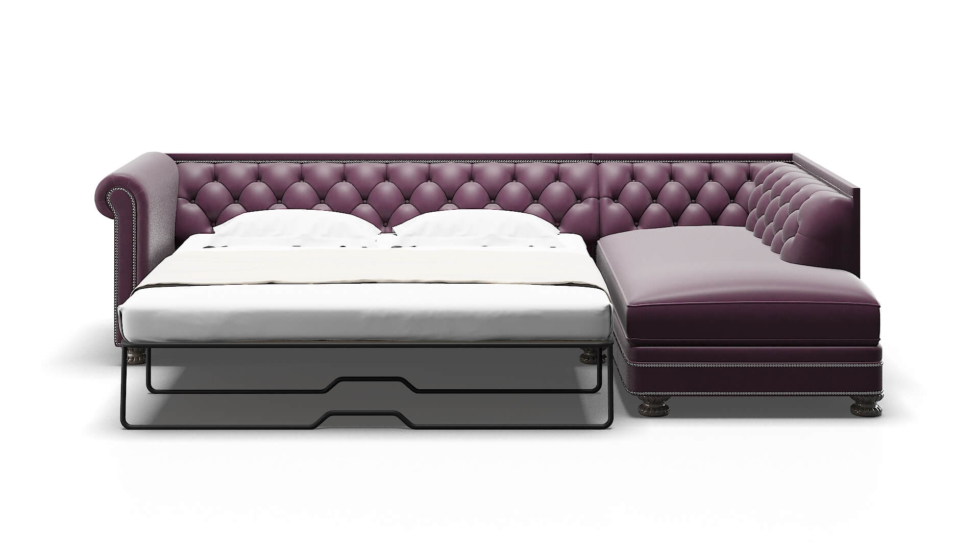 Athens Bella Aubergine Panel Sleeper Espresso legs 1