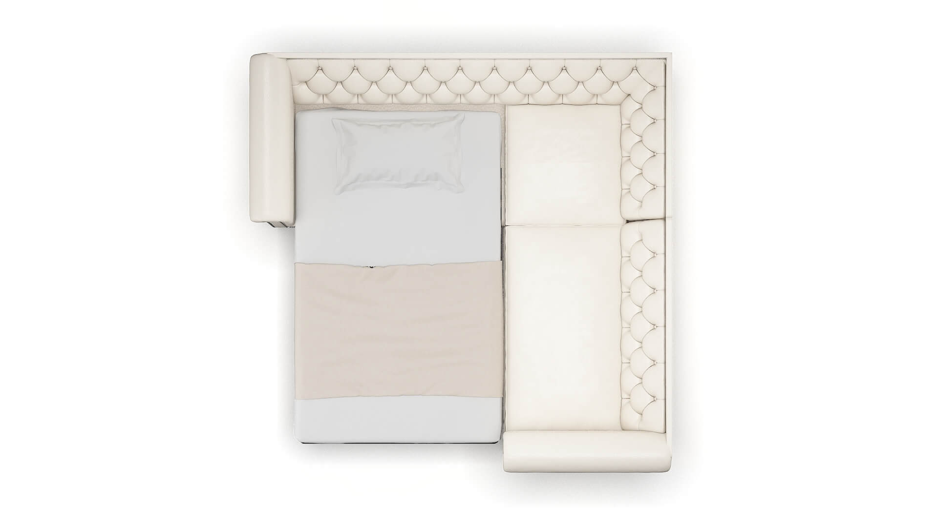 Athens Blanche Milky Sectional Sleeper Espresso legs 3