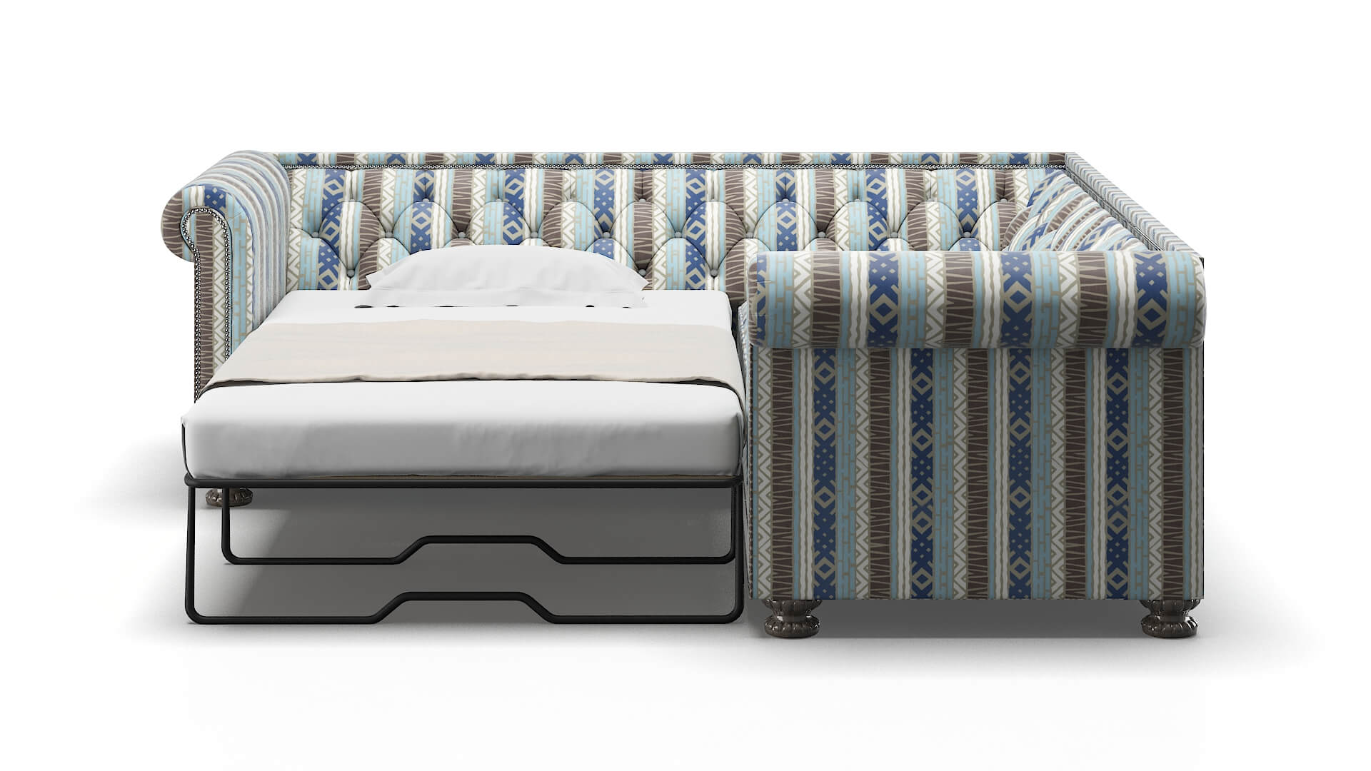 Athens Bodhi Indigo Sectional Sleeper Espresso legs 1