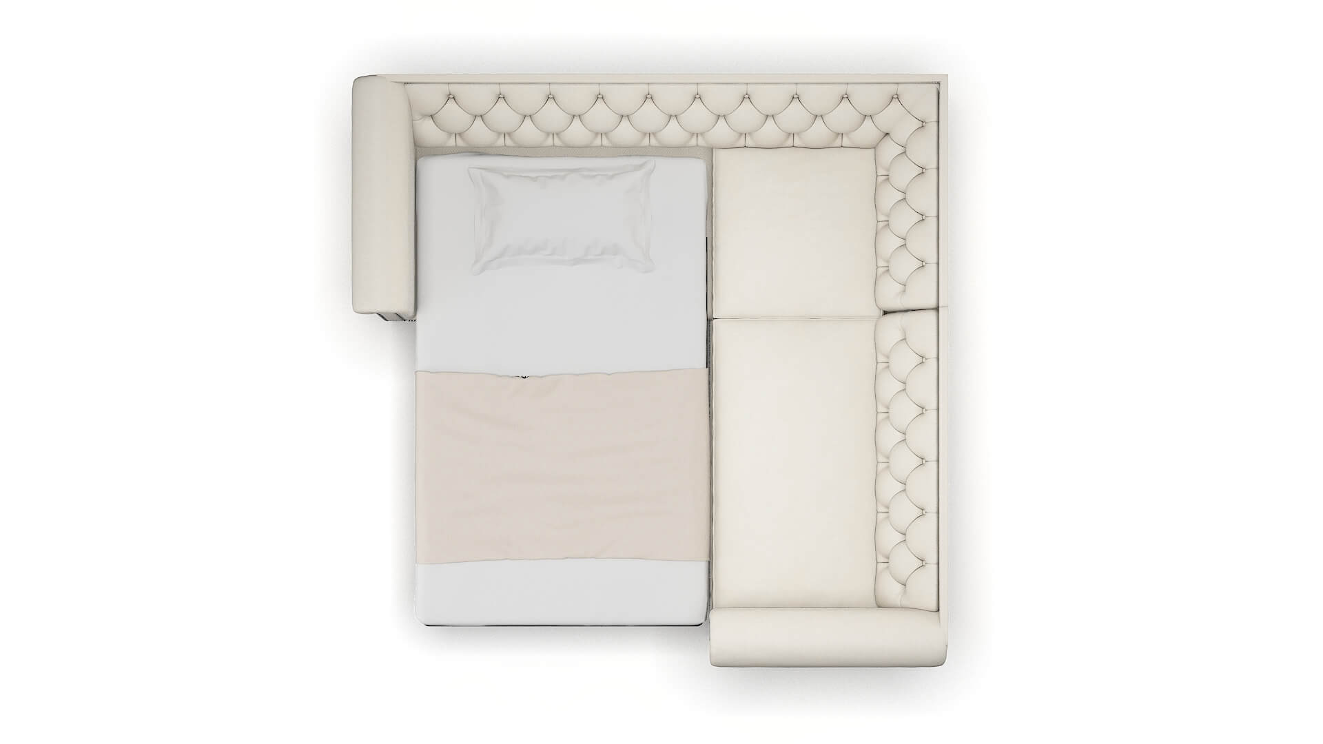 Athens Bungalow Ivory Sectional Sleeper Espresso legs 3