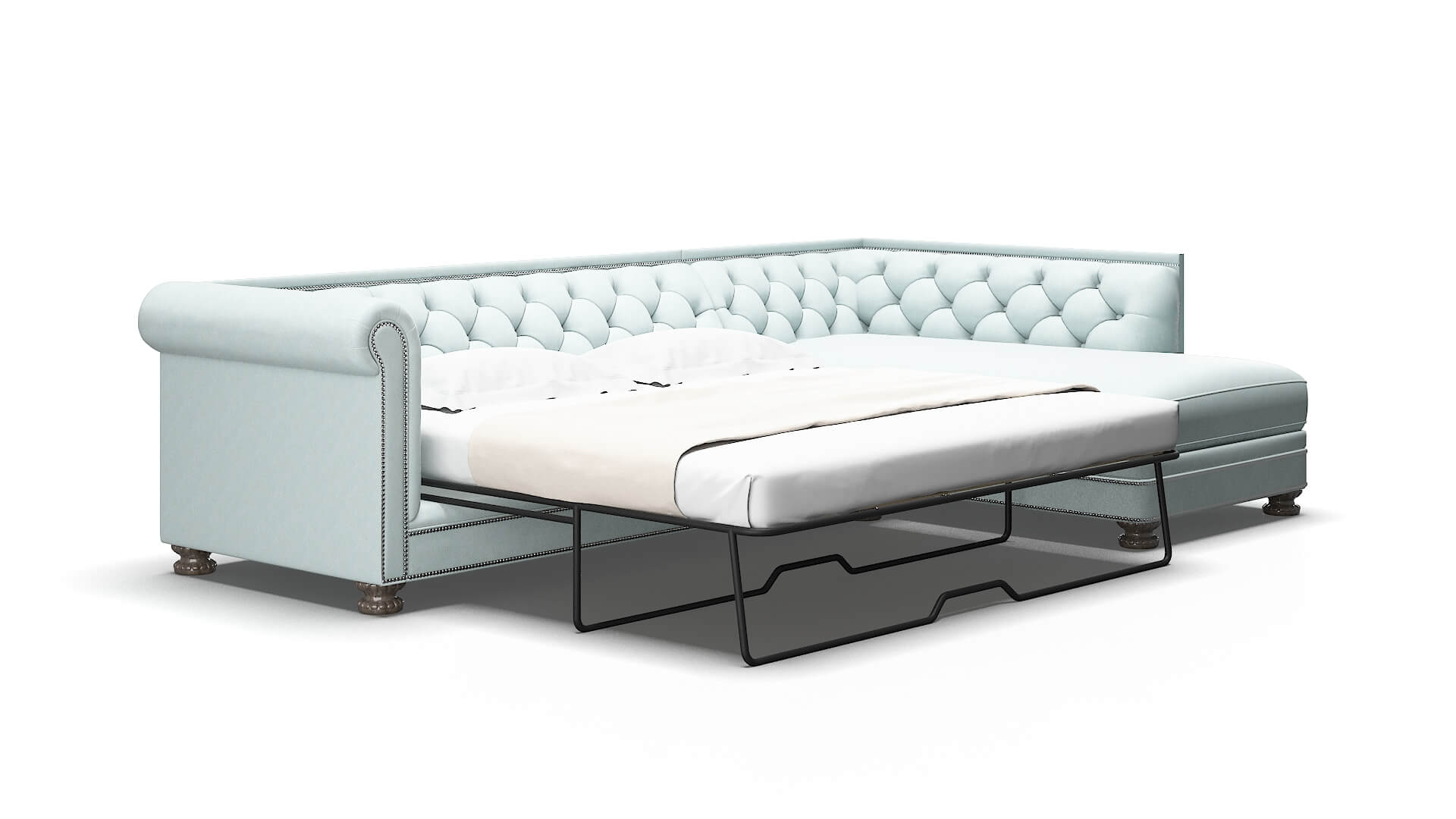 Athens Clyde cornflower Panel sleeper Espresso Legs  2