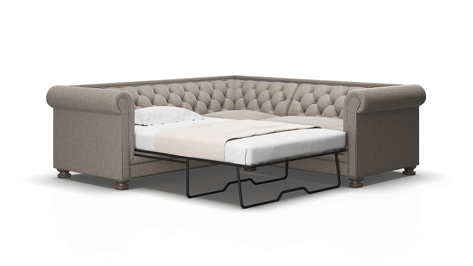 Athens Cosmo Taupe Sectional Sleeper Espresso legs 2