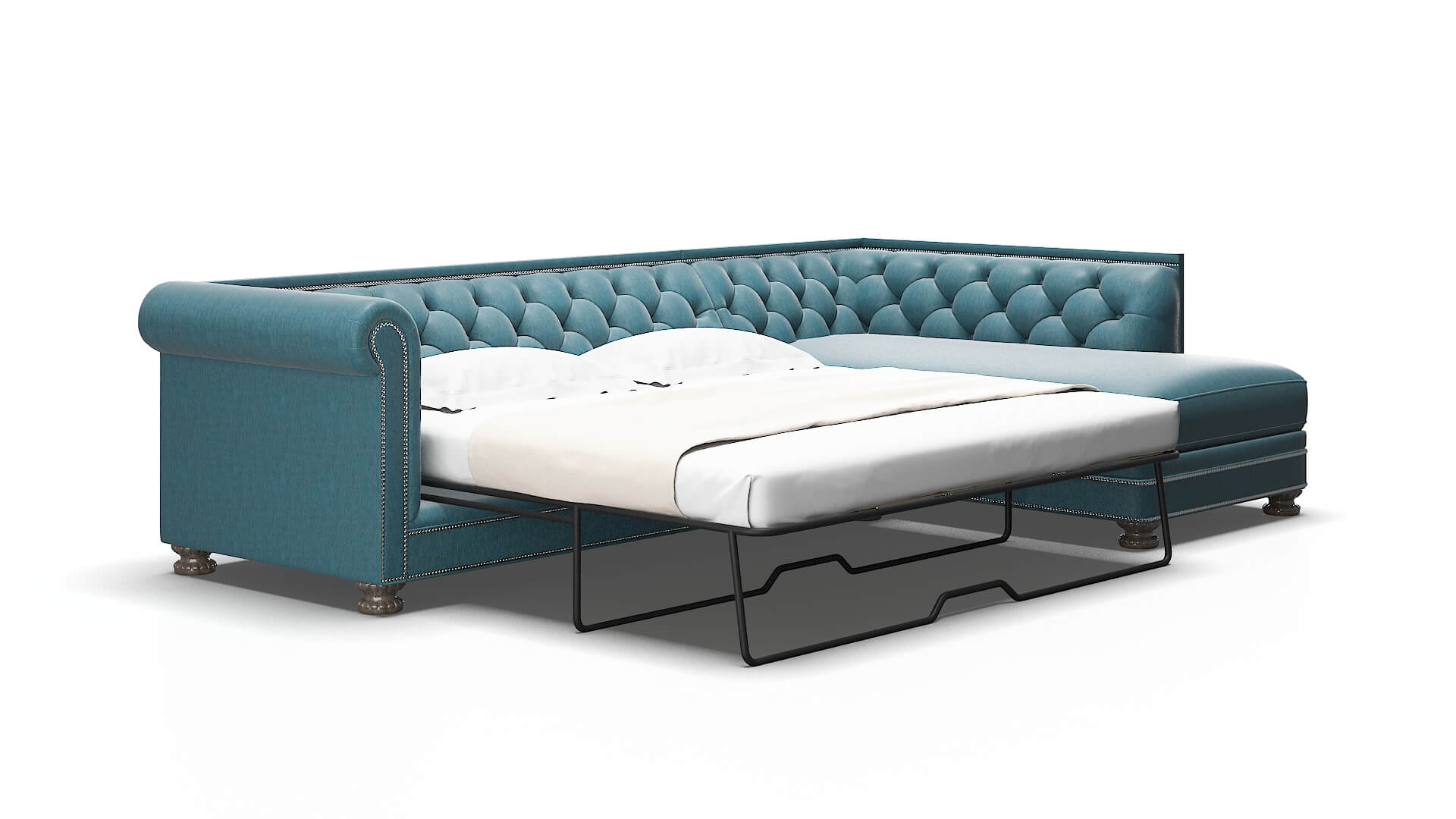 Athens Cosmo teal Panel sleeper Espresso Legs  2