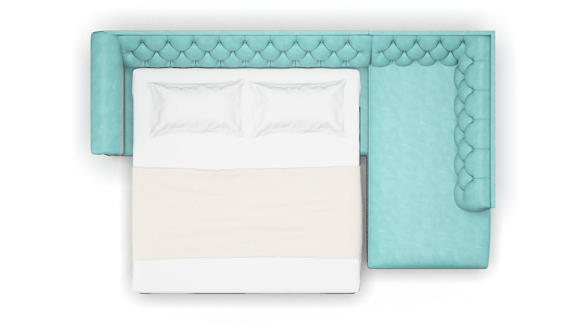 Athens Curious Turquoise Panel Sleeper Espresso legs 3
