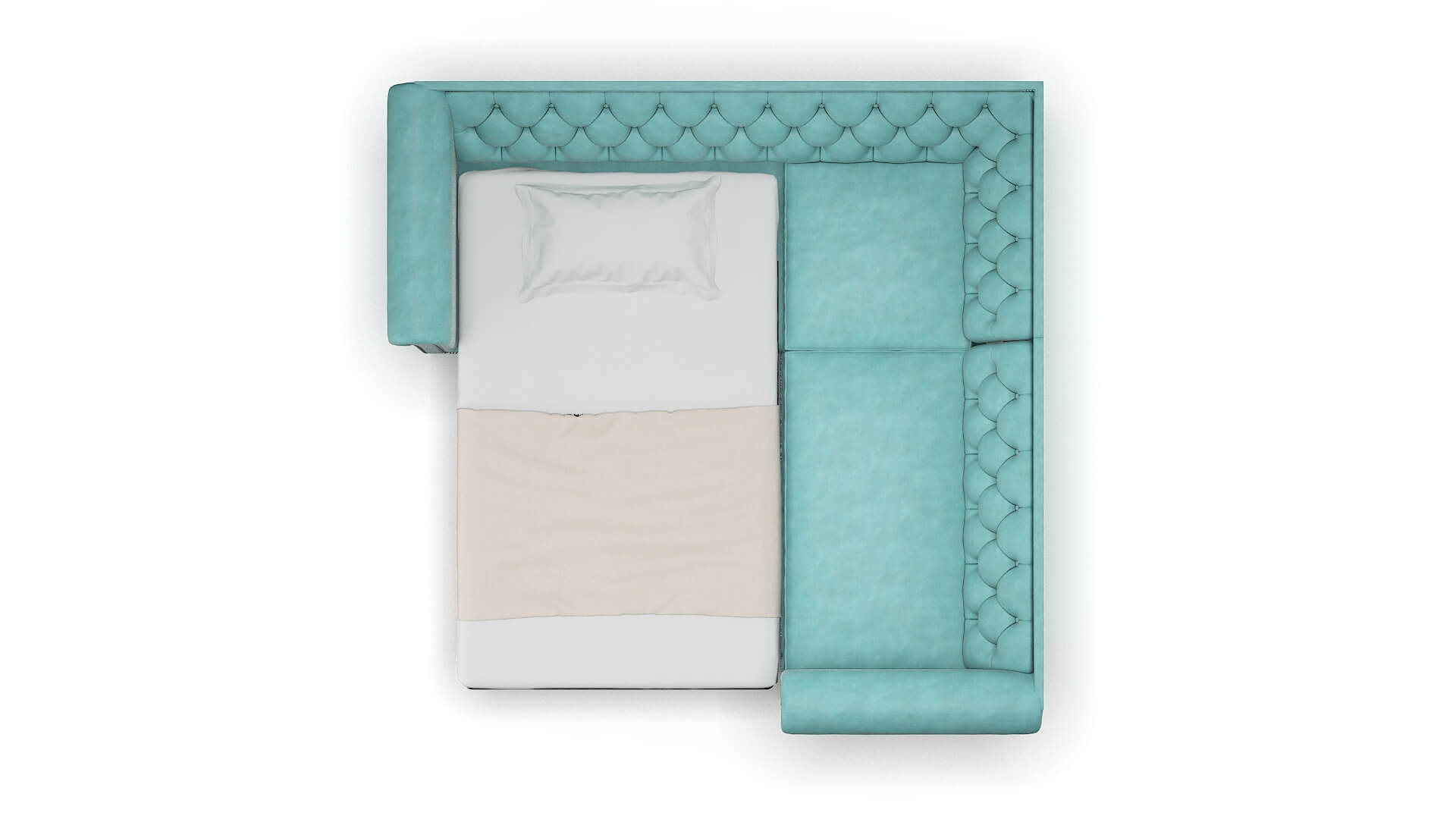 Athens Curious Turquoise Sectional Sleeper Espresso legs 3