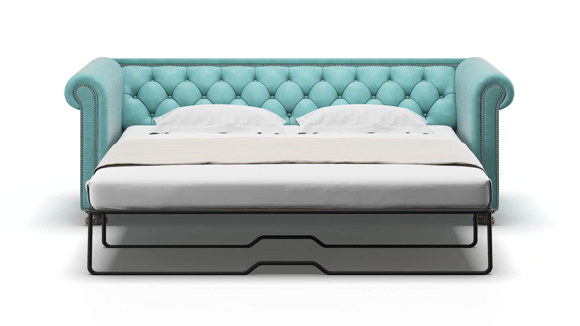 Athens Curious Turquoise Sofa Sleeper Espresso legs 1