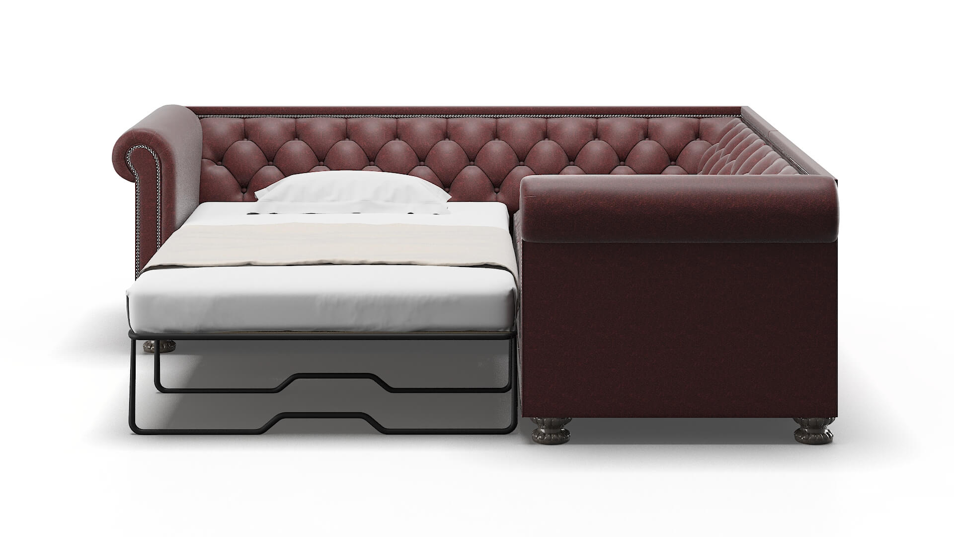 Athens Derby Berry Sectional Sleeper Espresso legs 1