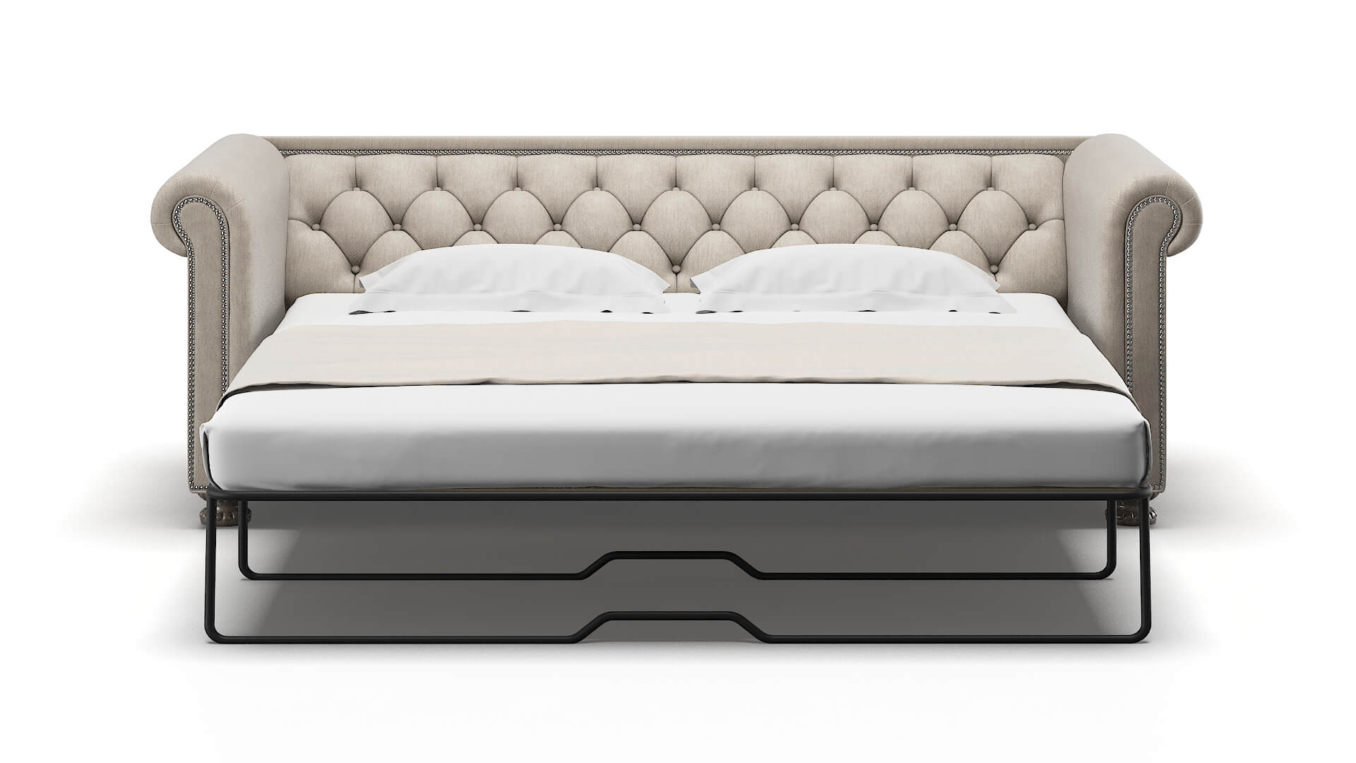 Athens Derby Linen Sofa Sleeper Espresso legs 1