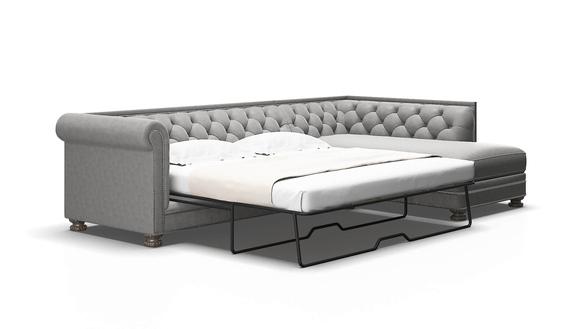 Athens Dream_d charcoal Panel sleeper Espresso Legs  2