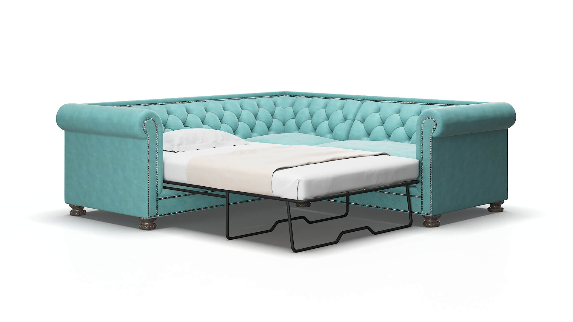 Athens Dream_d French_blue Sectional Sleeper Espresso legs 2