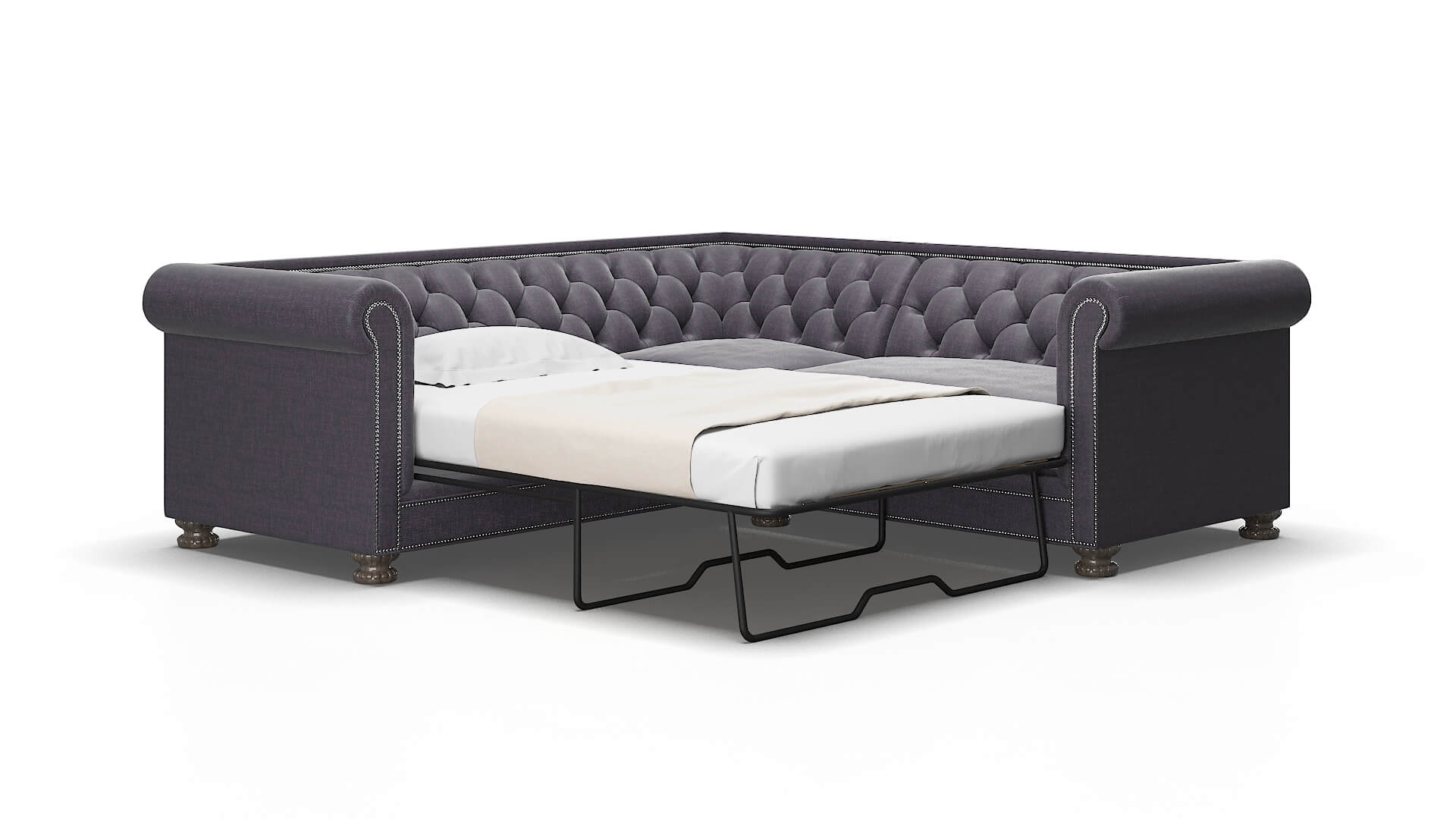 Athens Durham Ink Sectional Sleeper Espresso legs 2