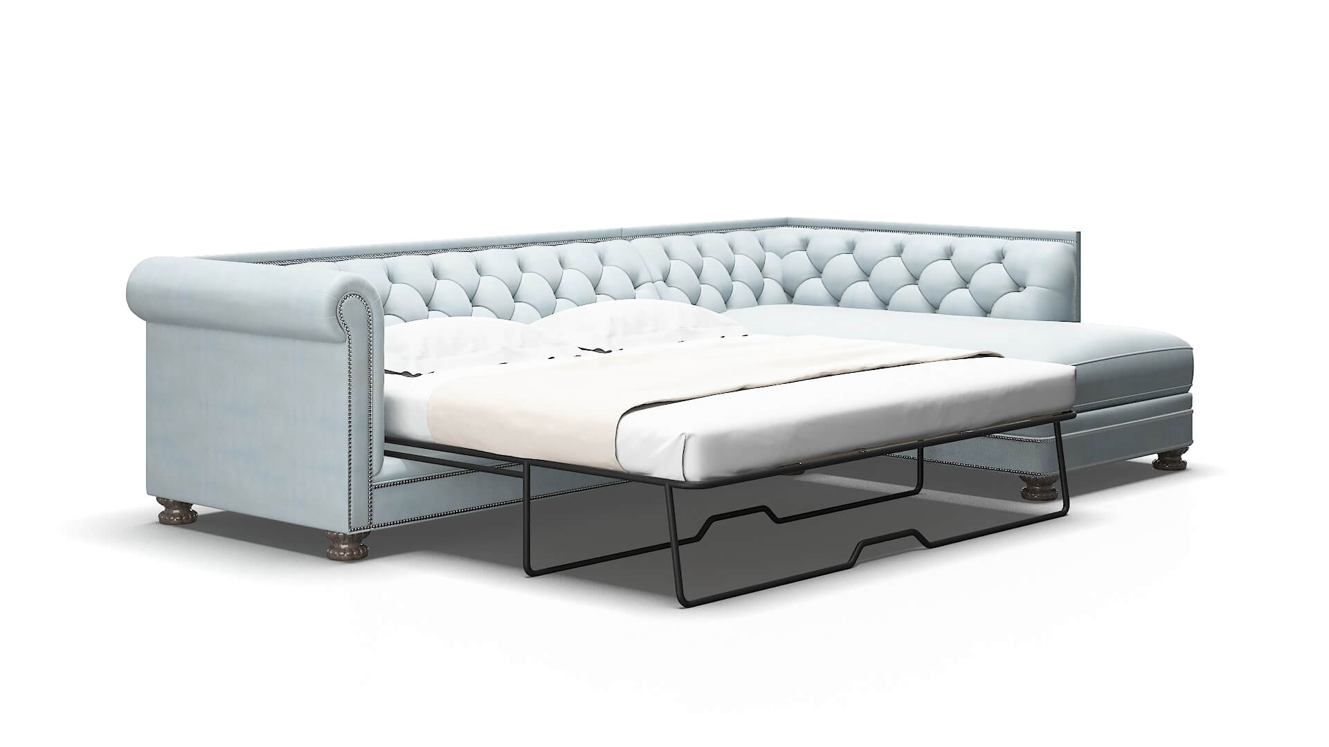 Athens Hathaway Aqua Panel Sleeper Espresso legs 2