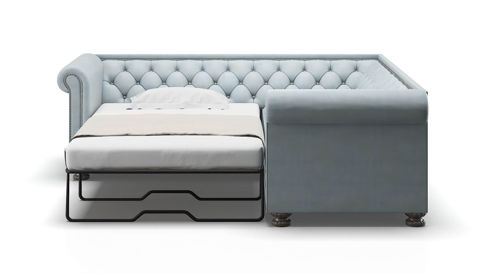 Athens Hathaway Aqua Sectional Sleeper Espresso legs 1