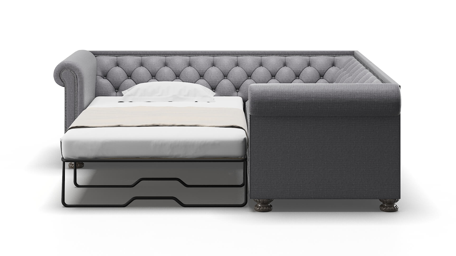 Athens Insight Denim Sectional Sleeper Espresso legs 1