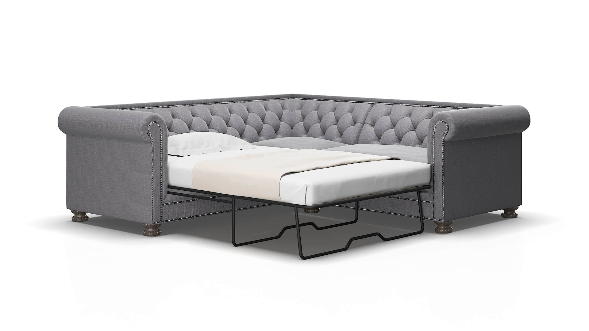 Athens Insight denim Sectional sleeper Espresso Legs  2