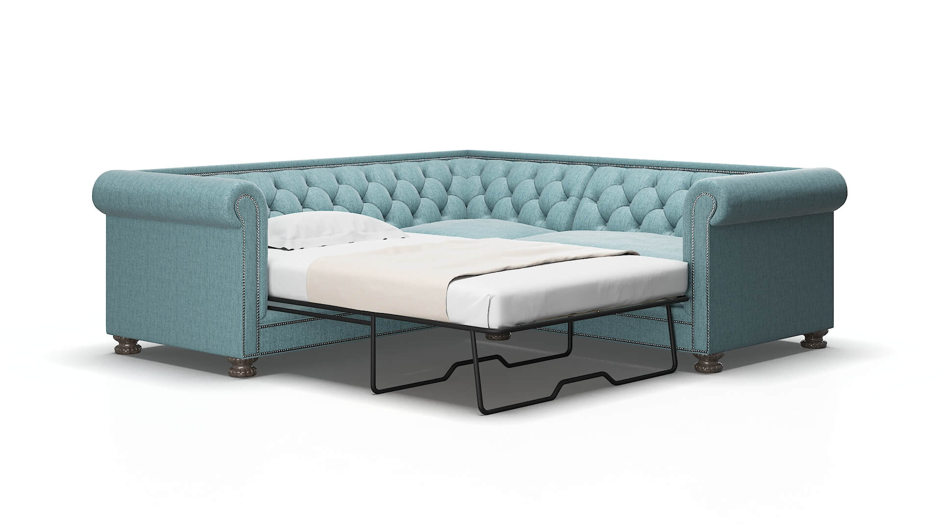 Athens Insight peacock Sectional sleeper Espresso Legs  2