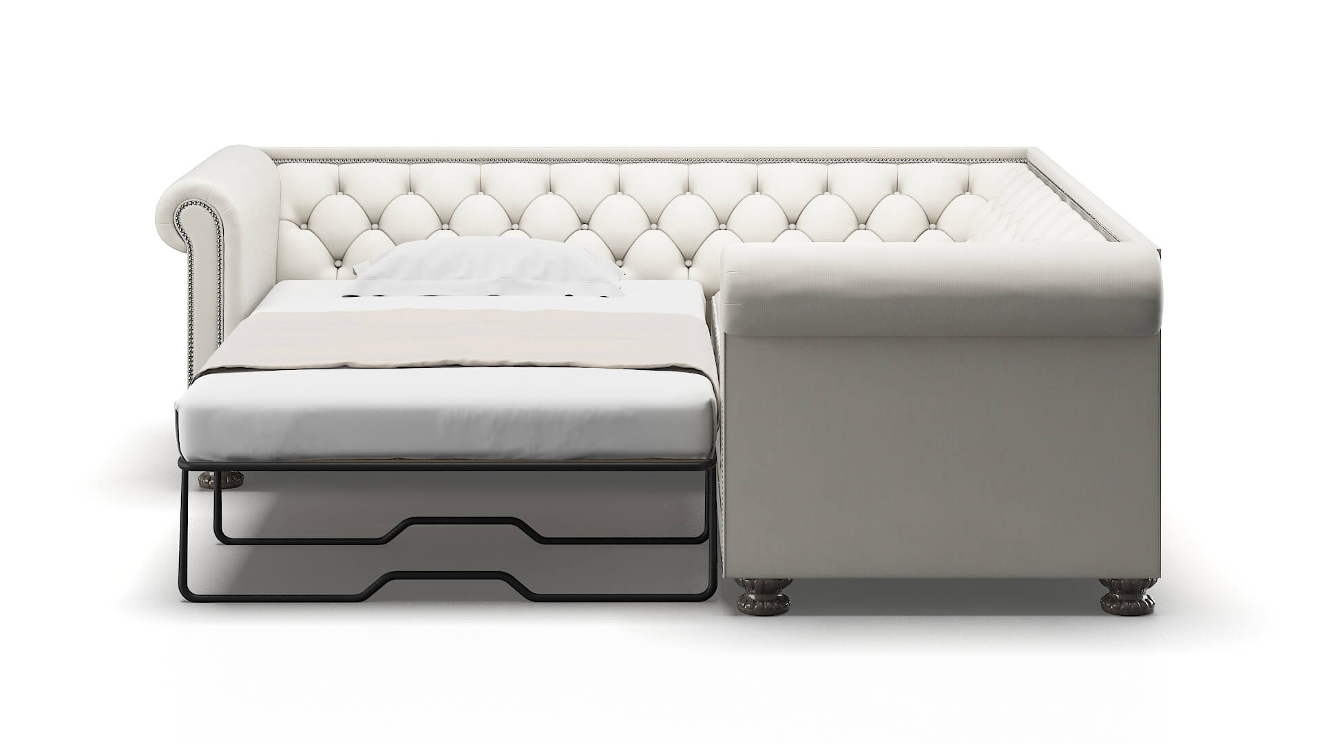 Athens Keylargo Oatmeal Sectional Sleeper Espresso legs 1