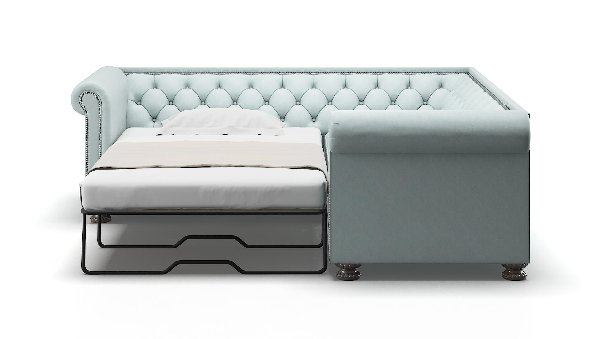 Athens Leslie Robins_egg Sectional Sleeper Espresso legs 1