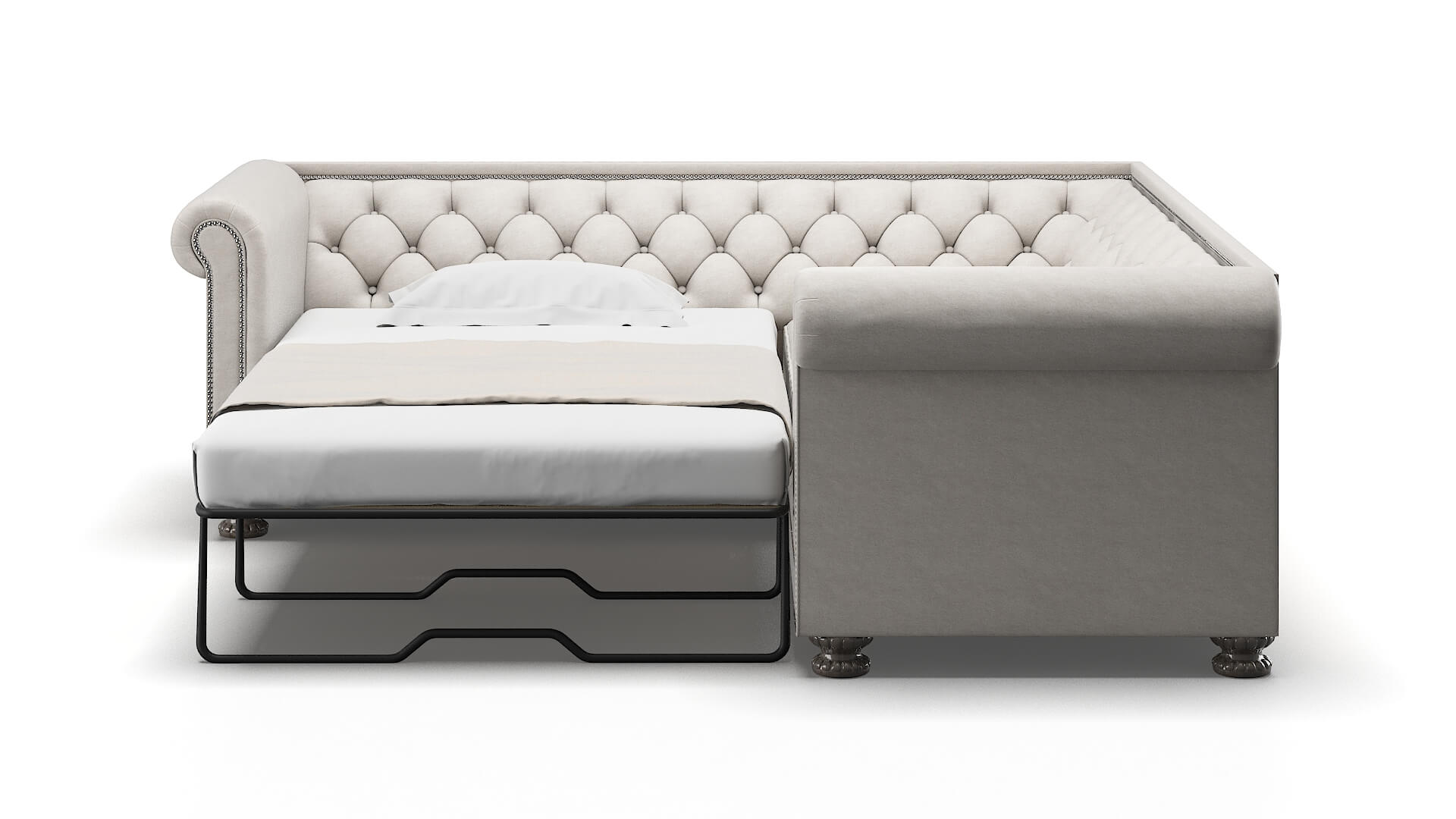 Athens Noble Grey Sectional Sleeper Espresso legs 1