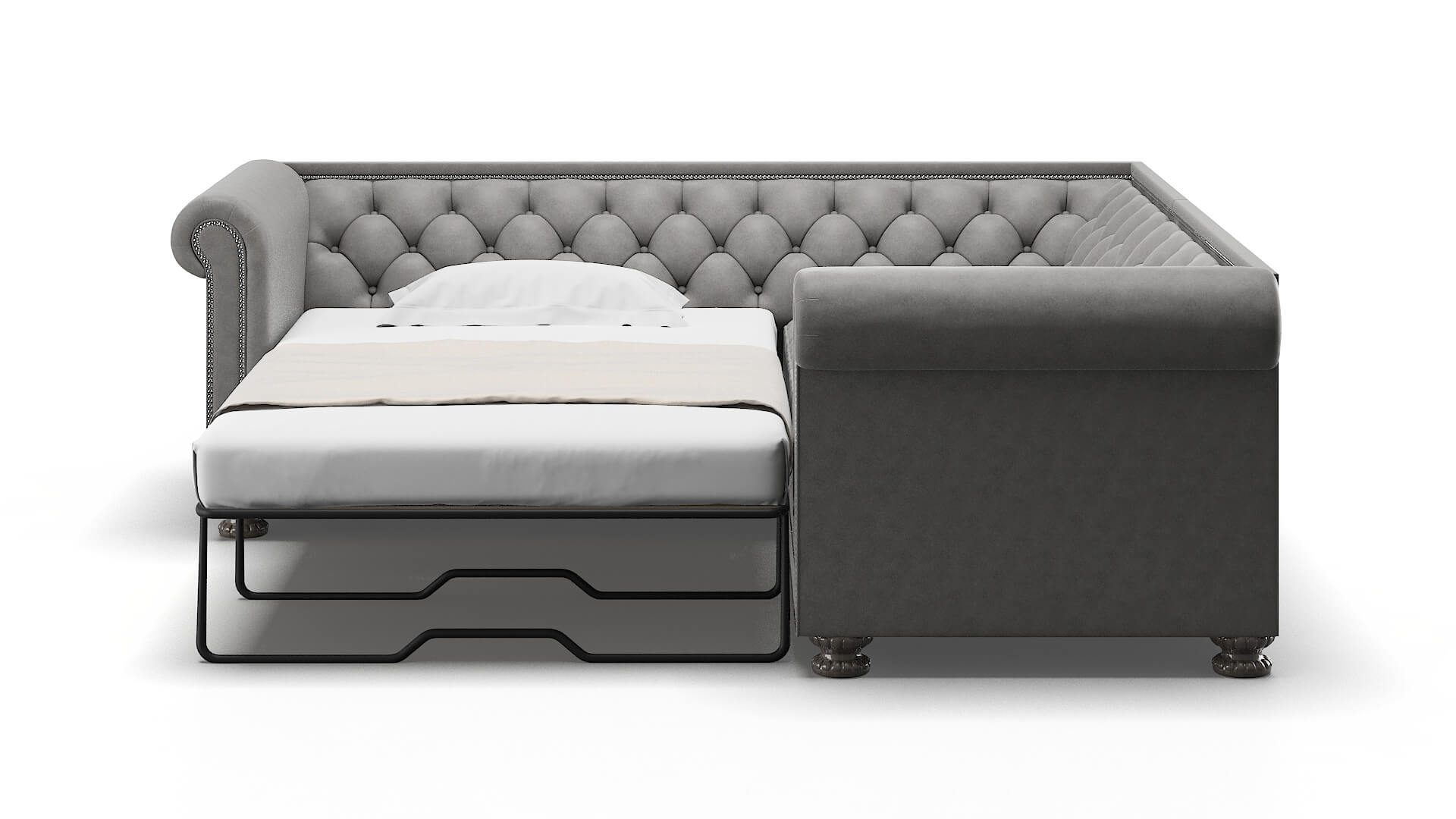 Athens Noble Smoke Sectional Sleeper Espresso legs 1