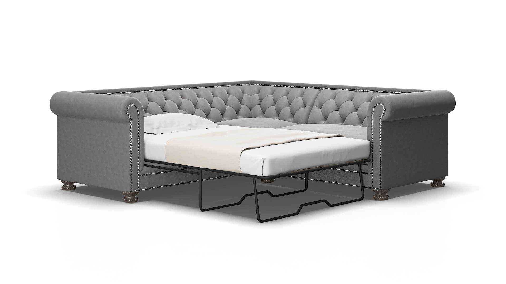 Athens Noble smoke Sectional sleeper Espresso Legs  2